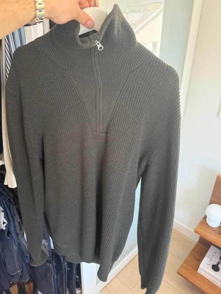 Suitsupply Suitsupply Green Wool Cashmere Quarter Zip (Large) Size US L / EU 52-54 / 3 - 1 Thumbnail