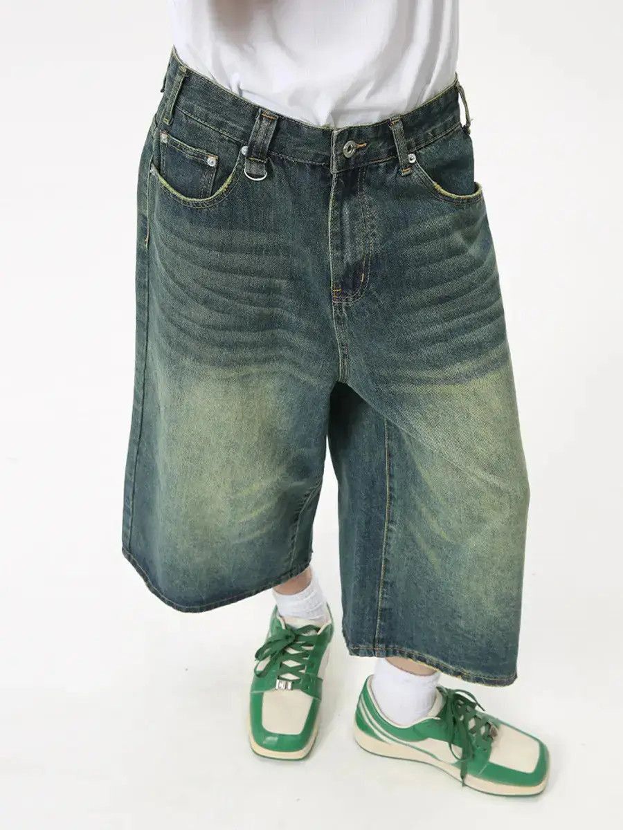 Japanese Brand Retro wide leg straight leg denim shorts Size US 32 / EU 48 - 5 Thumbnail