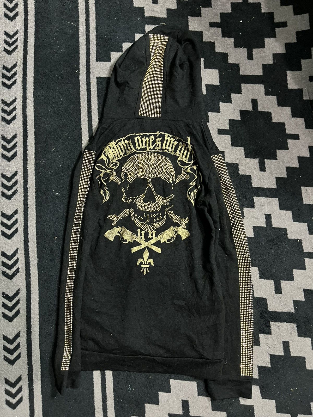 Le Grande Bleu (L.G.B.) 2000s Manalia cross mohawk glitter gold hoodie Size US M / EU 48-50 / 2 - 2 Thumbnail
