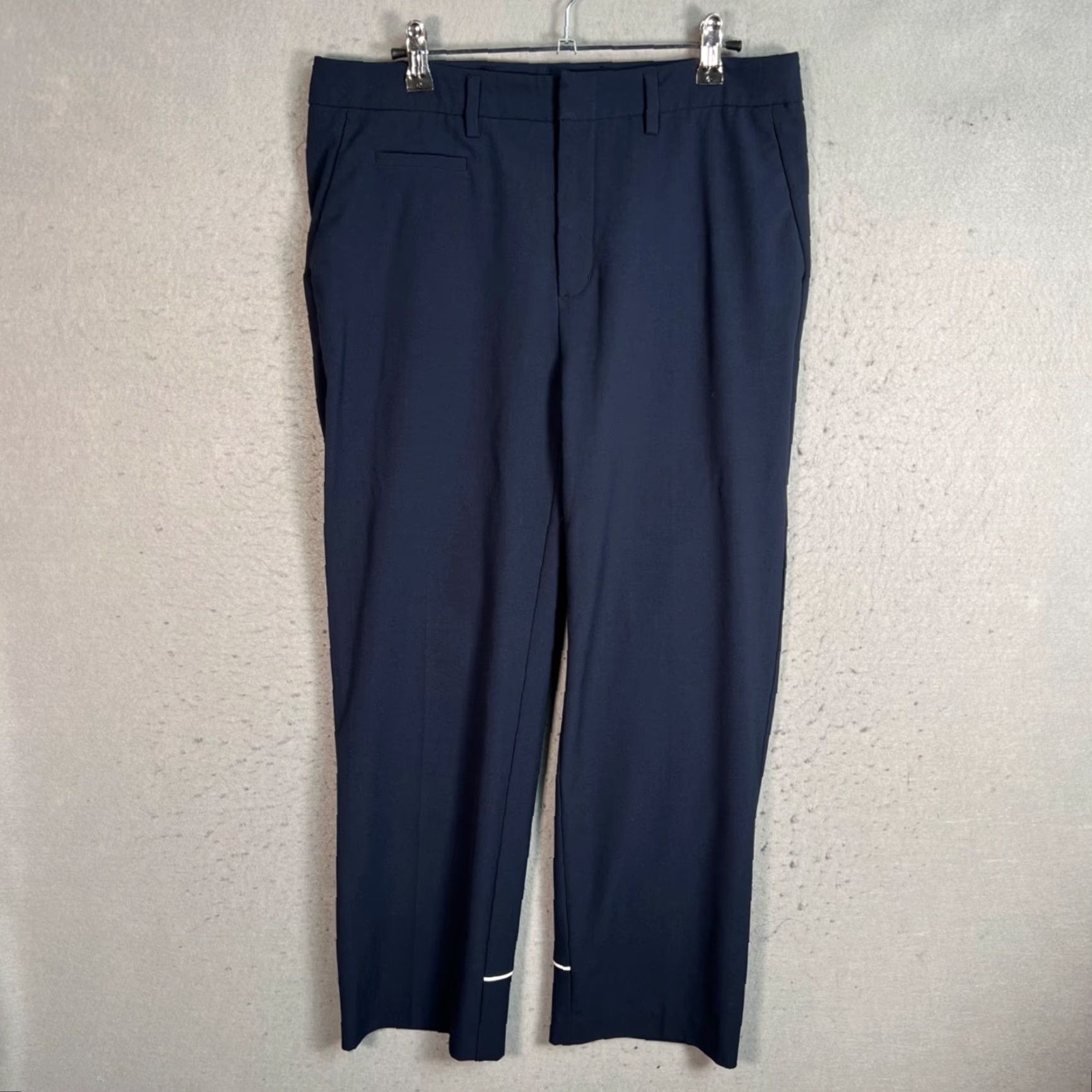 Oak + Fort Oak + Fort Womens Size 31 Navy Blue Slim Fit Trousers Dress Pants - Flat Front, Polyester Blend, Inseam 27, Adult Womens, 8/10, Regular, Vintage: No Size 24" / US 00 / IT 34 - 2 Thumbnail
