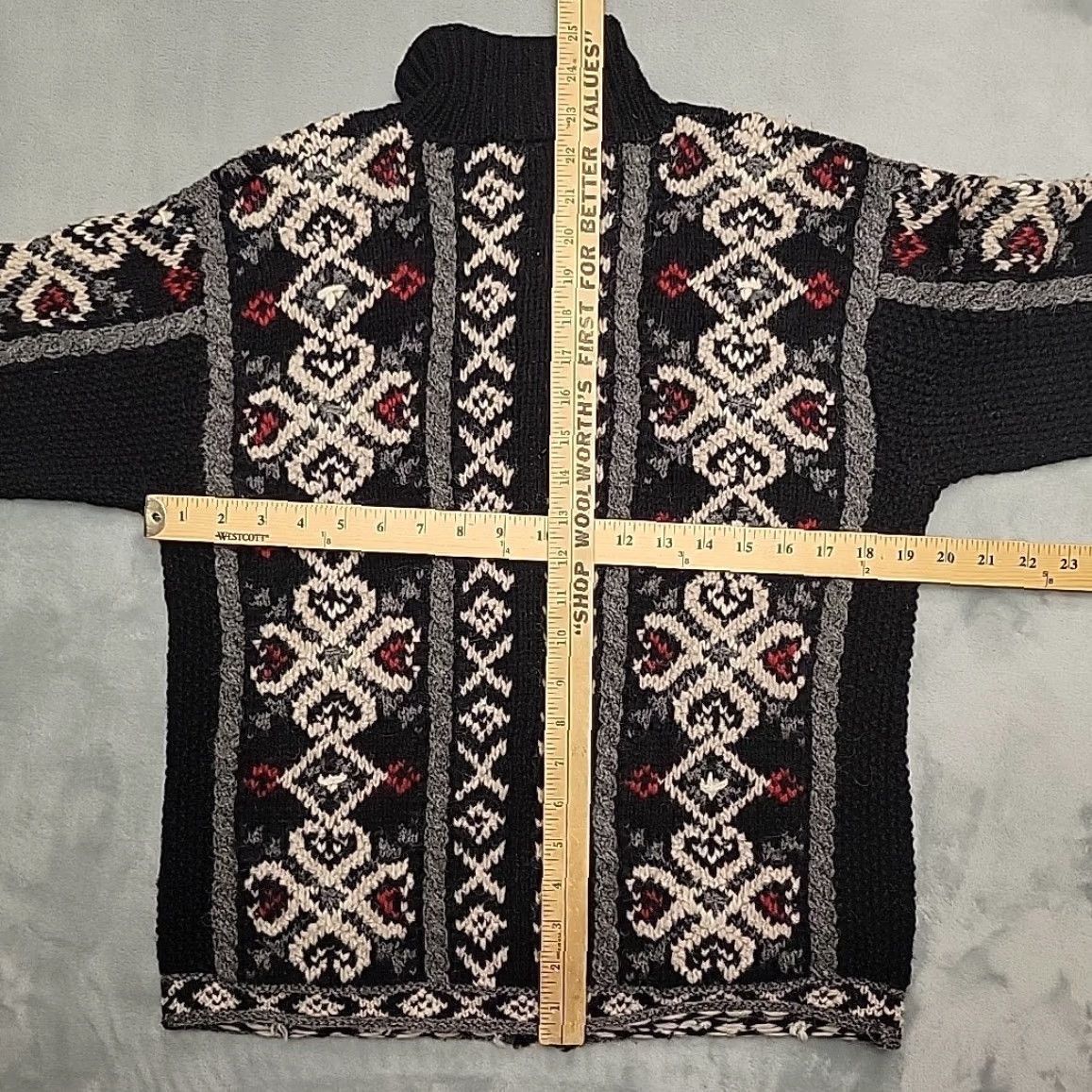 Vintage Maurices Sweater Womens S Black Shetland Wool Fair Isle Zip Nordic Cottagecore Size S / US 4 / IT 40 - 5 Thumbnail