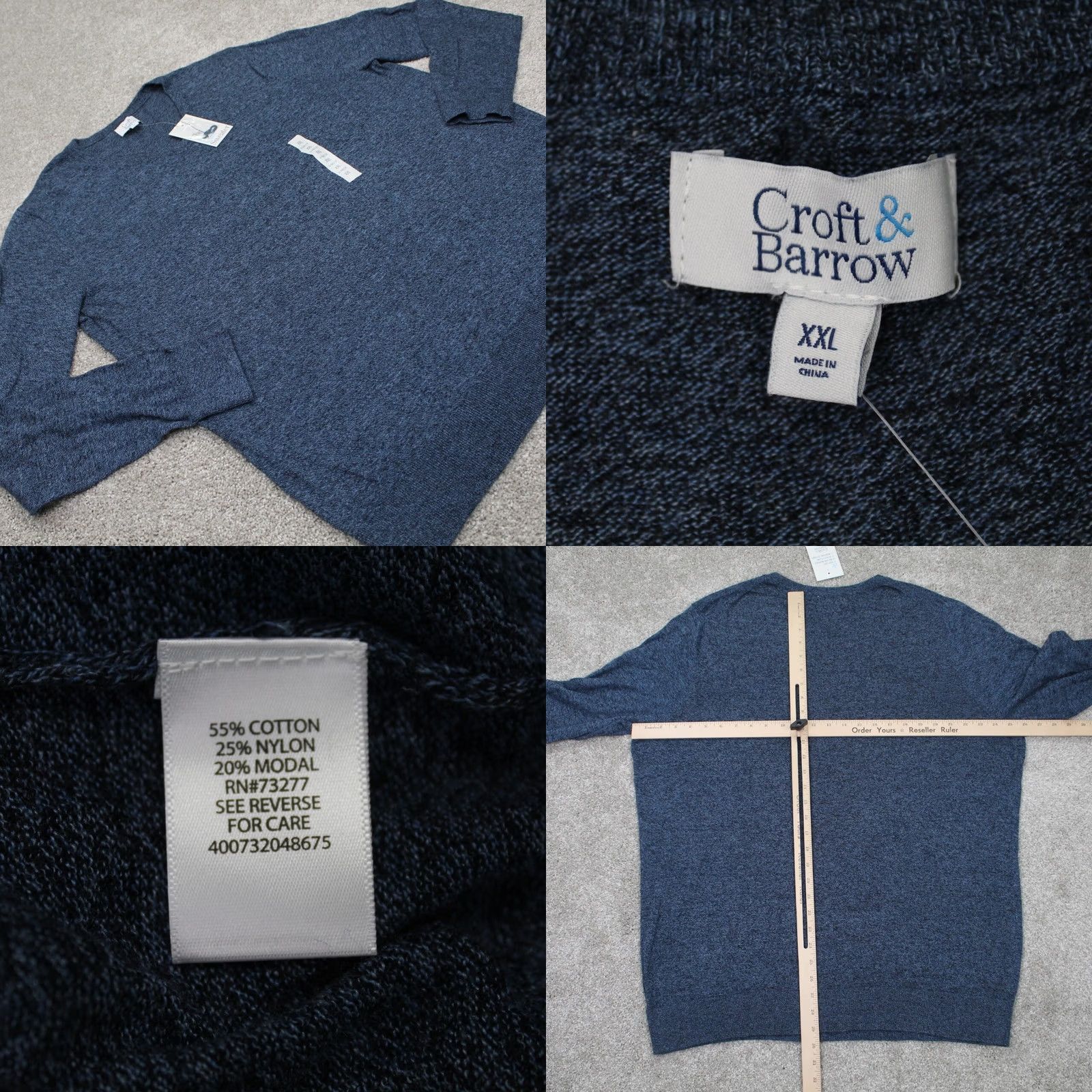 Croft & Barrow VINTAGE Croft & Barrow Sweater NWT Mens 2XL XXL Blue V-Neck Easy Care Cotton/Nylon/Modal Size US XXL / EU 58 / 5 - 8 Thumbnail
