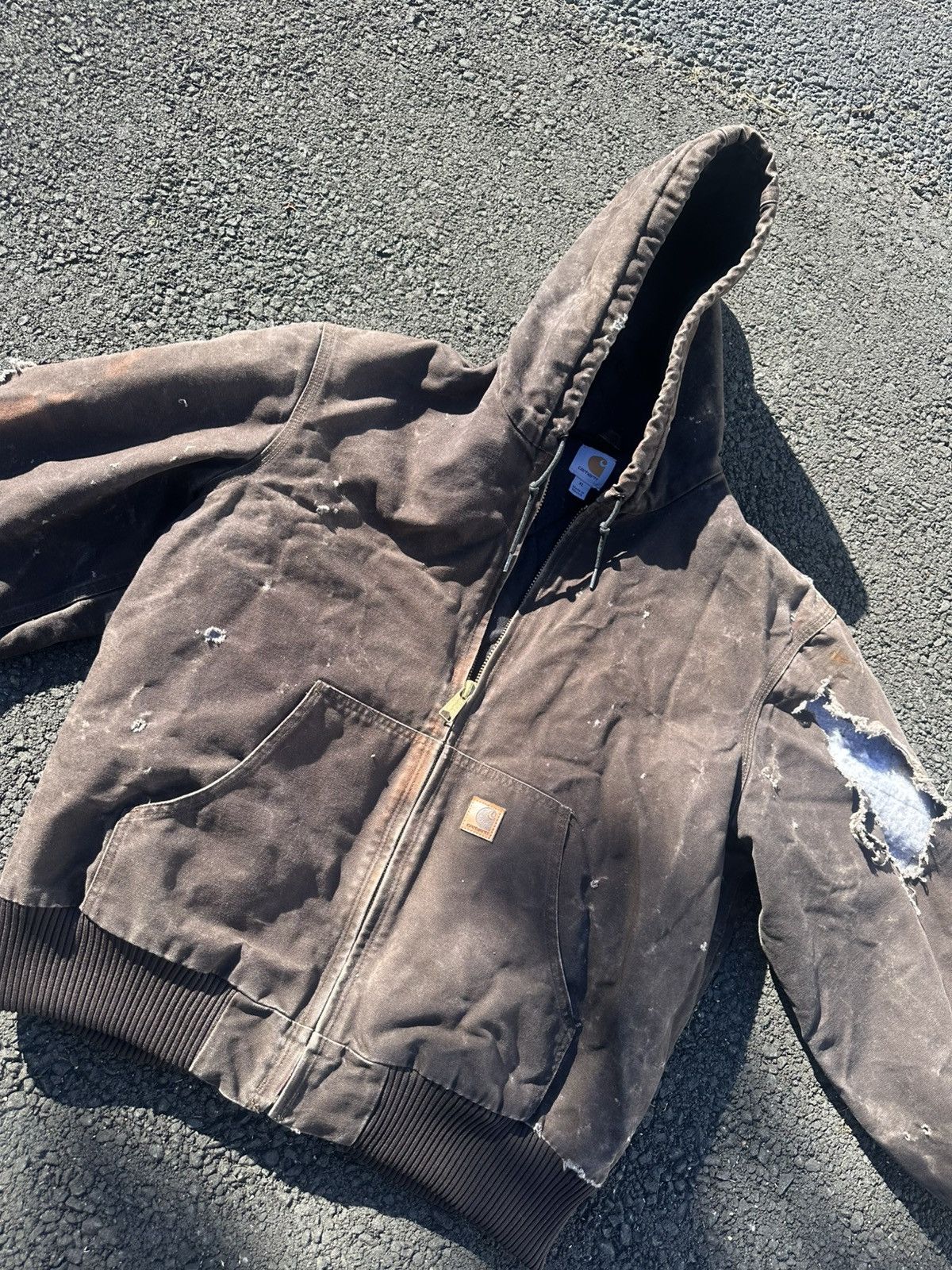 Carhartt XL Thrashed Carhartt Jacket Brown Workwear Faded Size US XL / EU 56 / 4 - 5 Thumbnail