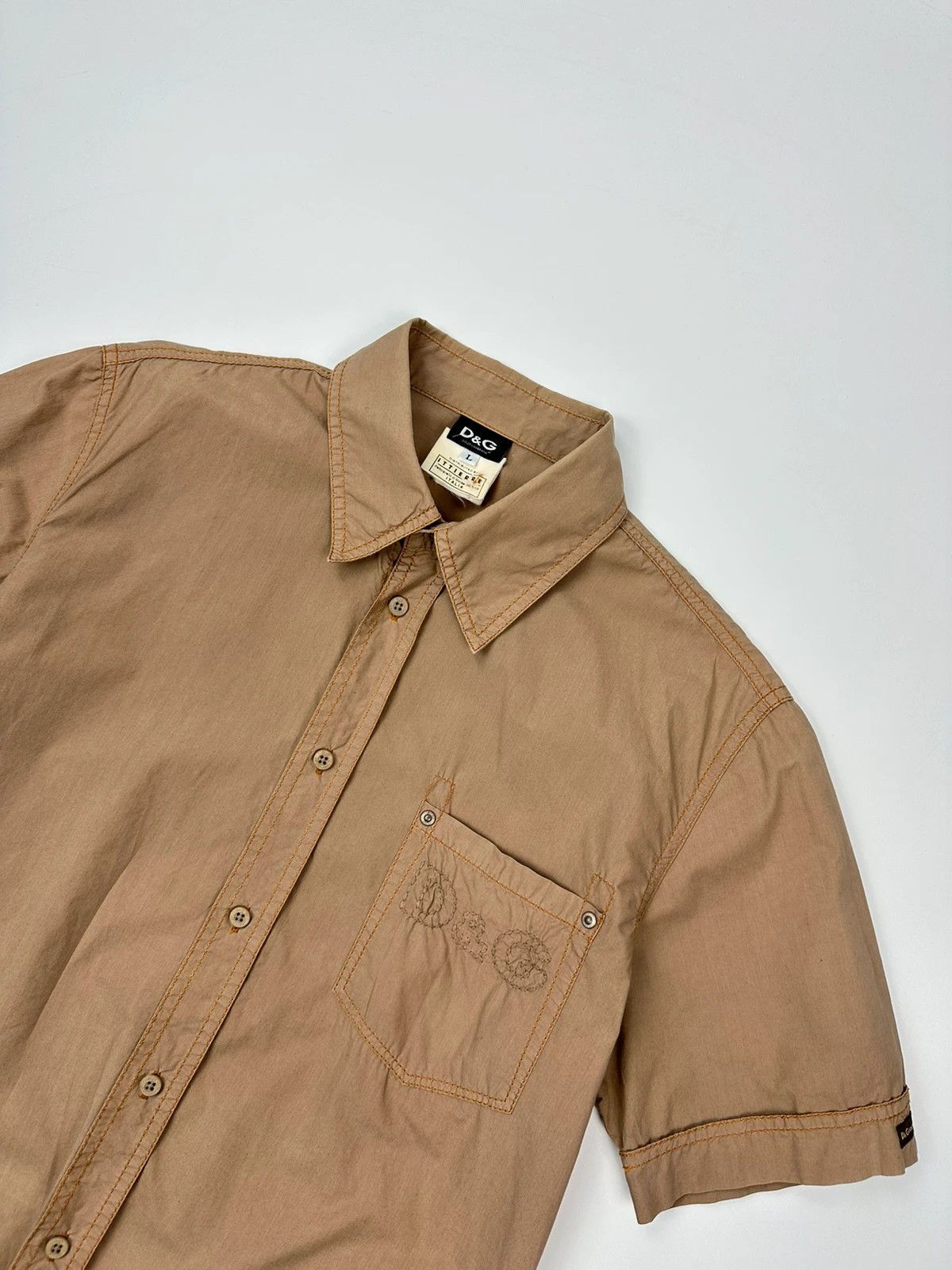 Dolce & Gabbana Dolce & Gabbana 00’s Beige Brown Front Pocket Shirt Size US M / EU 48-50 / 2 - 2 Thumbnail