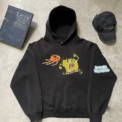 Japanese Brand Hoodie Black retro cartoon SpongeBob print hoodie Size US L / EU 52-54 / 3 - 3 Thumbnail