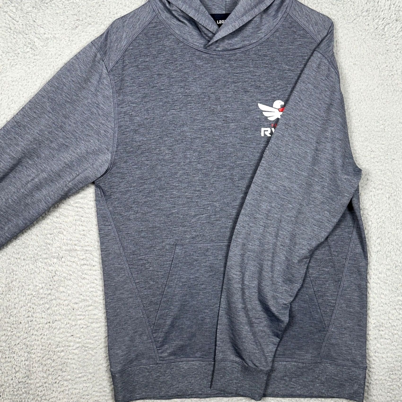 Vintage Legends Hoodie Mens Medium Grey Pullover Sweatshirt Heather Performance Stretch Logo All Seasons Hoodie Mens Athletic Regular Size M Gray Size US M / EU 48-50 / 2 - 2 Thumbnail