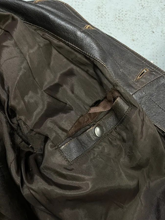Armani 2000s Armani Trucker Faded Brown Leather Buttoned Jacket Size US M / EU 48-50 / 2 - 12 Thumbnail