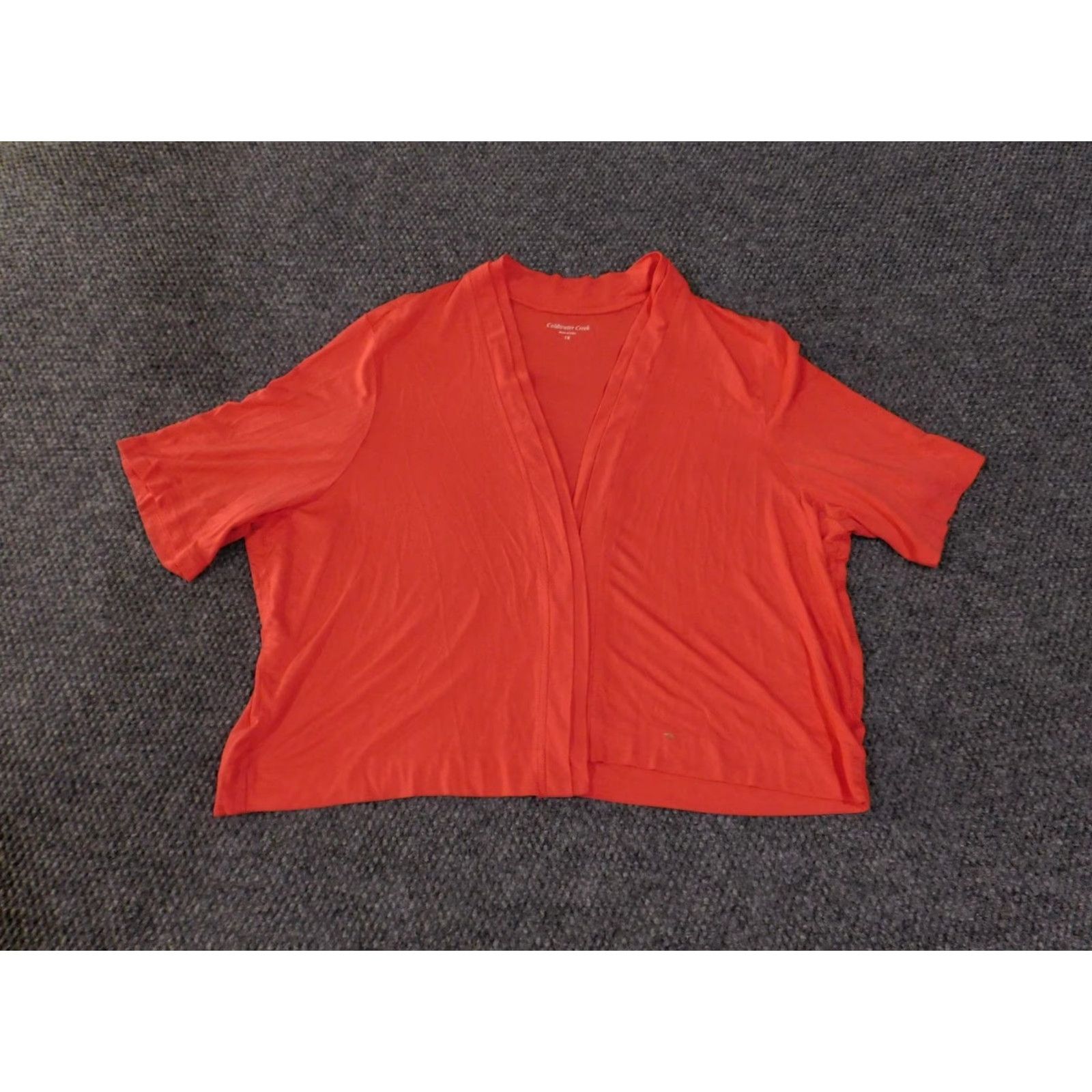 Coldwater Creek Coldwater Creek Cardigan Womens 1X Red Open Front Short Sleeve Lightweight Coverup Shirt Blouse Kimono Vintage No Womens Size XL / US 12-14 / IT 48-50 - 2 Thumbnail