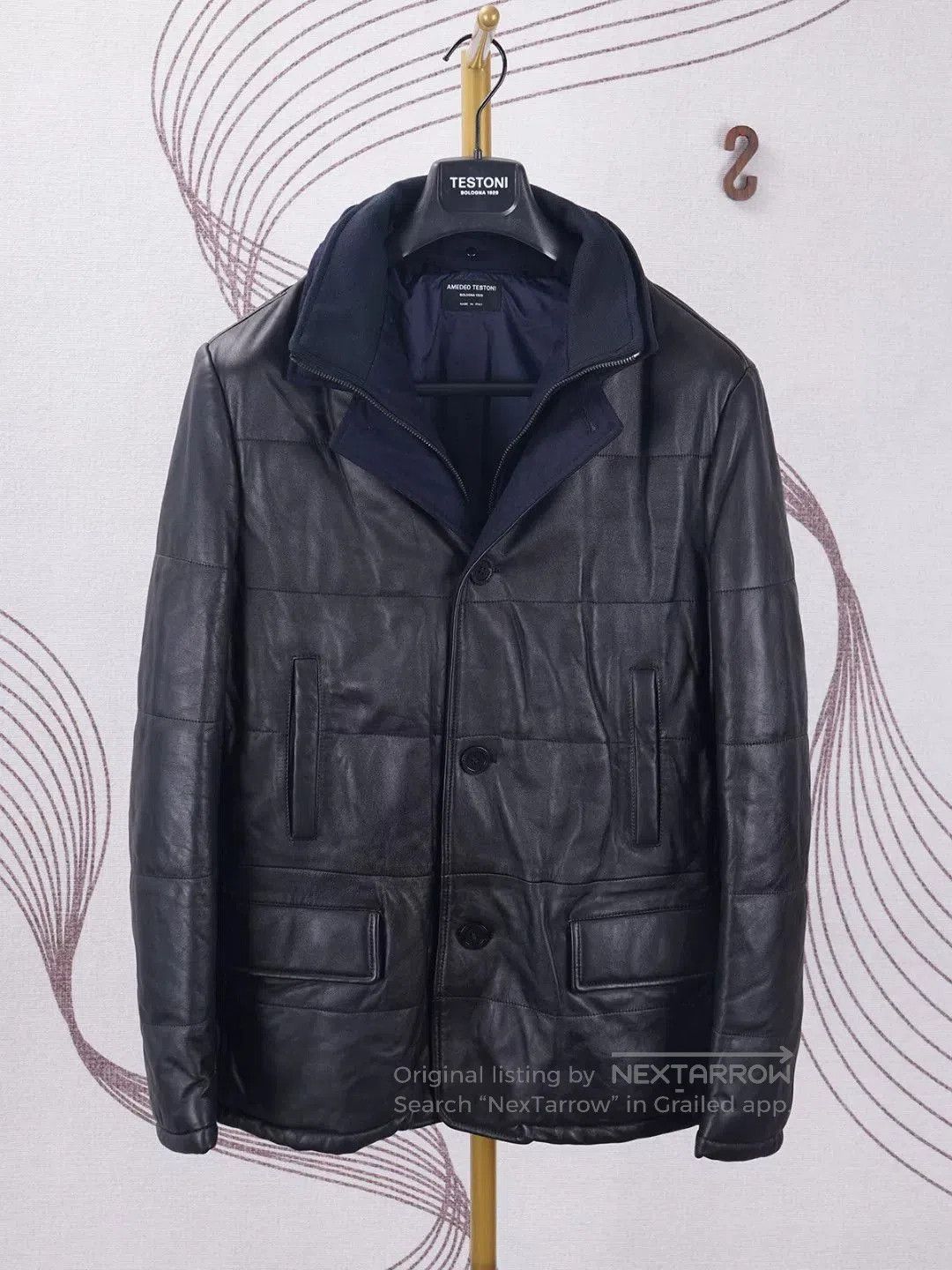 Testoni Black Leather Jacket by a·testoni. Size US L / EU 52-54 / 3 - 1 Thumbnail