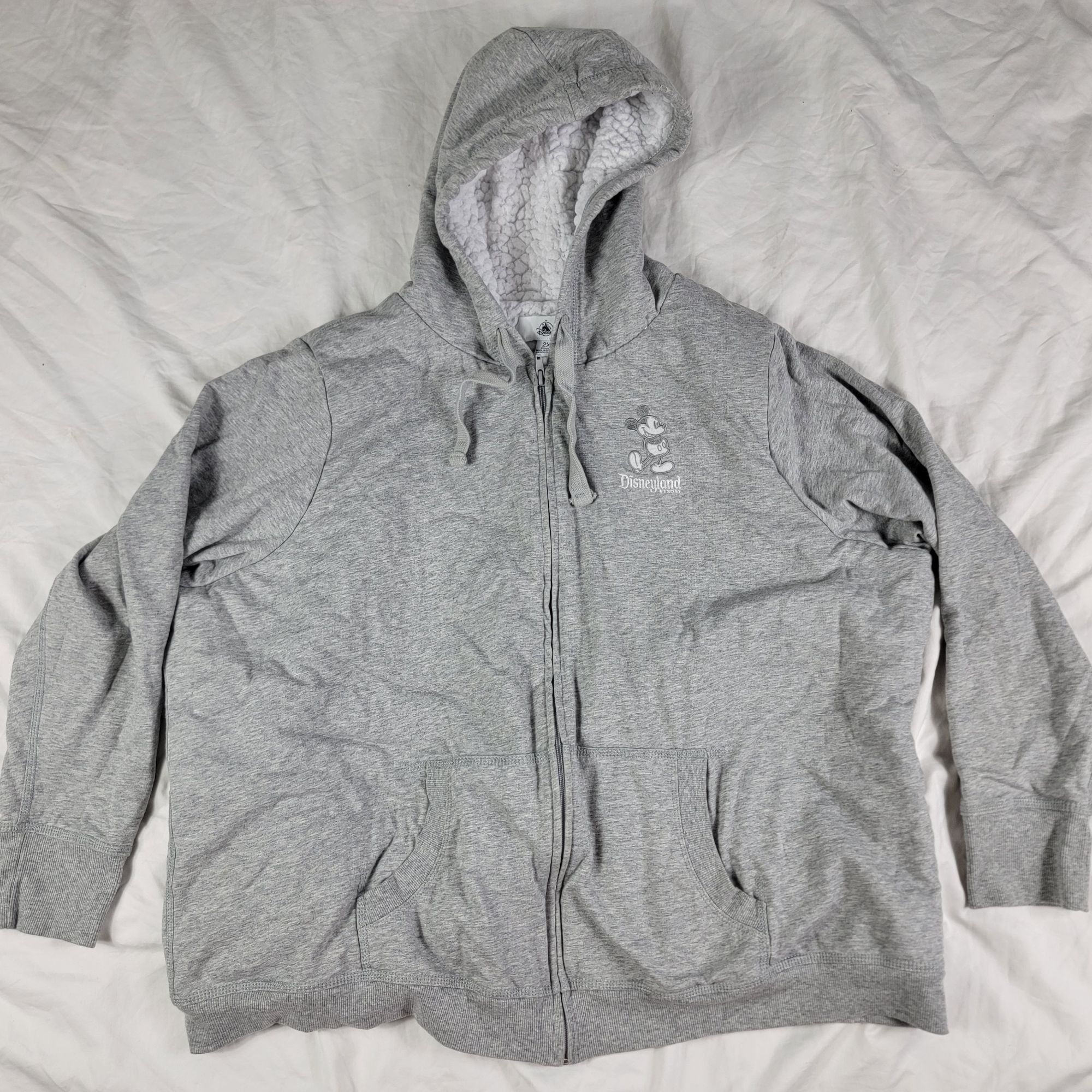Disney Disney Mickey Mouse Womens 2X Gray Sherpa Lined Full Zip Hoo Size XXL / US 16-18 / IT 52-54 - 1 Thumbnail