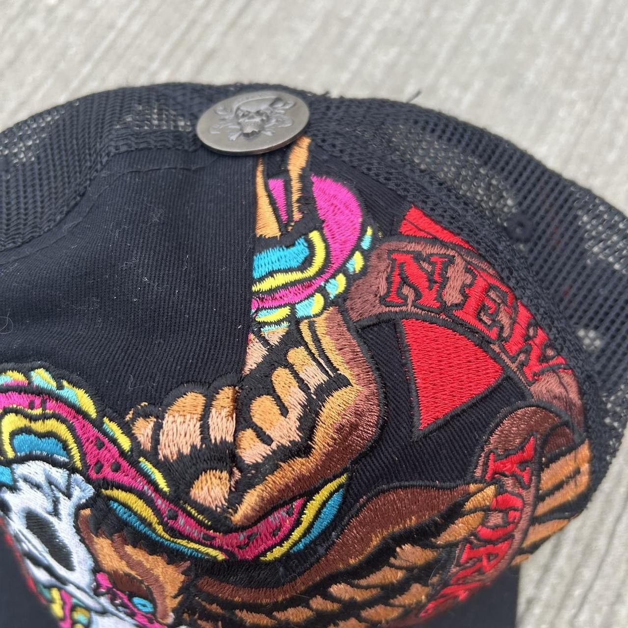 Ed Hardy TWO Ed Hardy Embroidery Skull Trucker Cap Size ONE SIZE - 5 Thumbnail