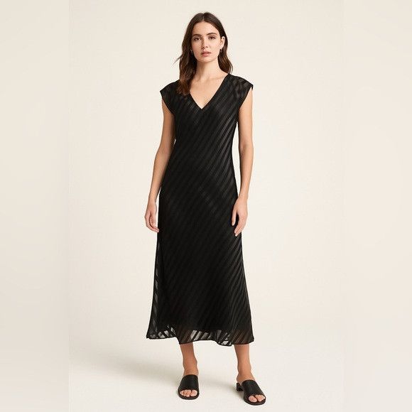 Other Grayson Riley Black Sheer Striped Dress w Slip – Sz S Size S / US 4 / IT 40 - 1 Thumbnail