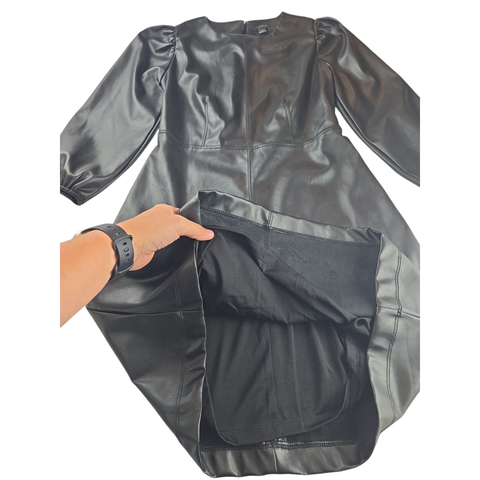 Ann Taylor Ann Taylor| Black, Faux Leather, Dress | Size 2 Size XS / US 0-2 / IT 36-38 - 3 Thumbnail