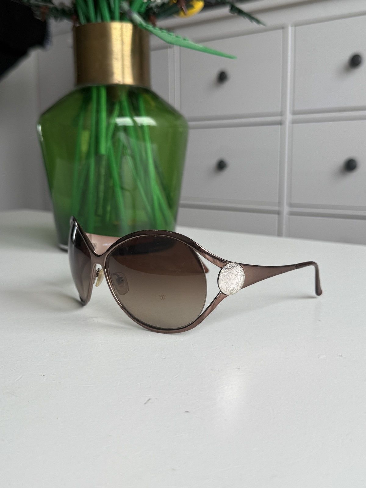 Designer Vintage Versace rosegold oversized sunglasses designer luxury Size ONE SIZE - 3 Thumbnail