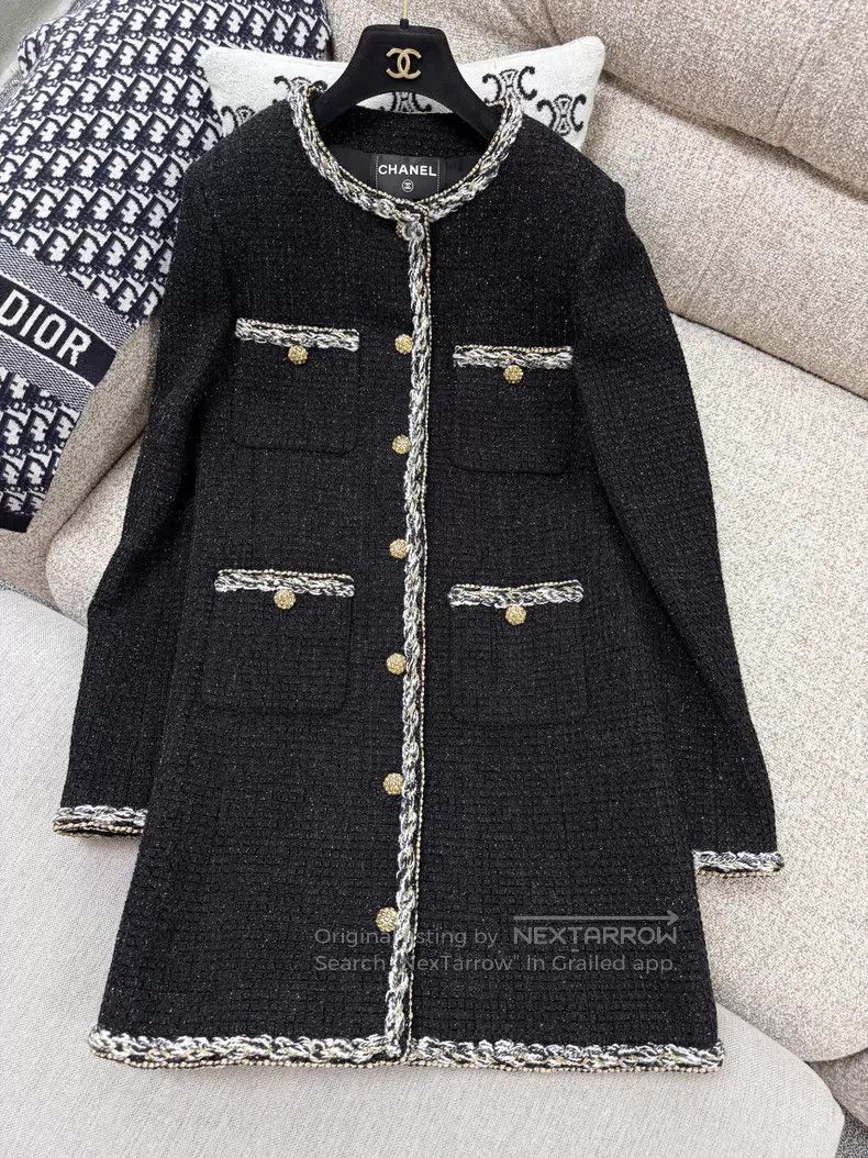 Chanel Chanel Golden buckle four-pocket tweed rolled edge long-sl Size XS / US 0-2 / IT 36-38 - 4 Thumbnail