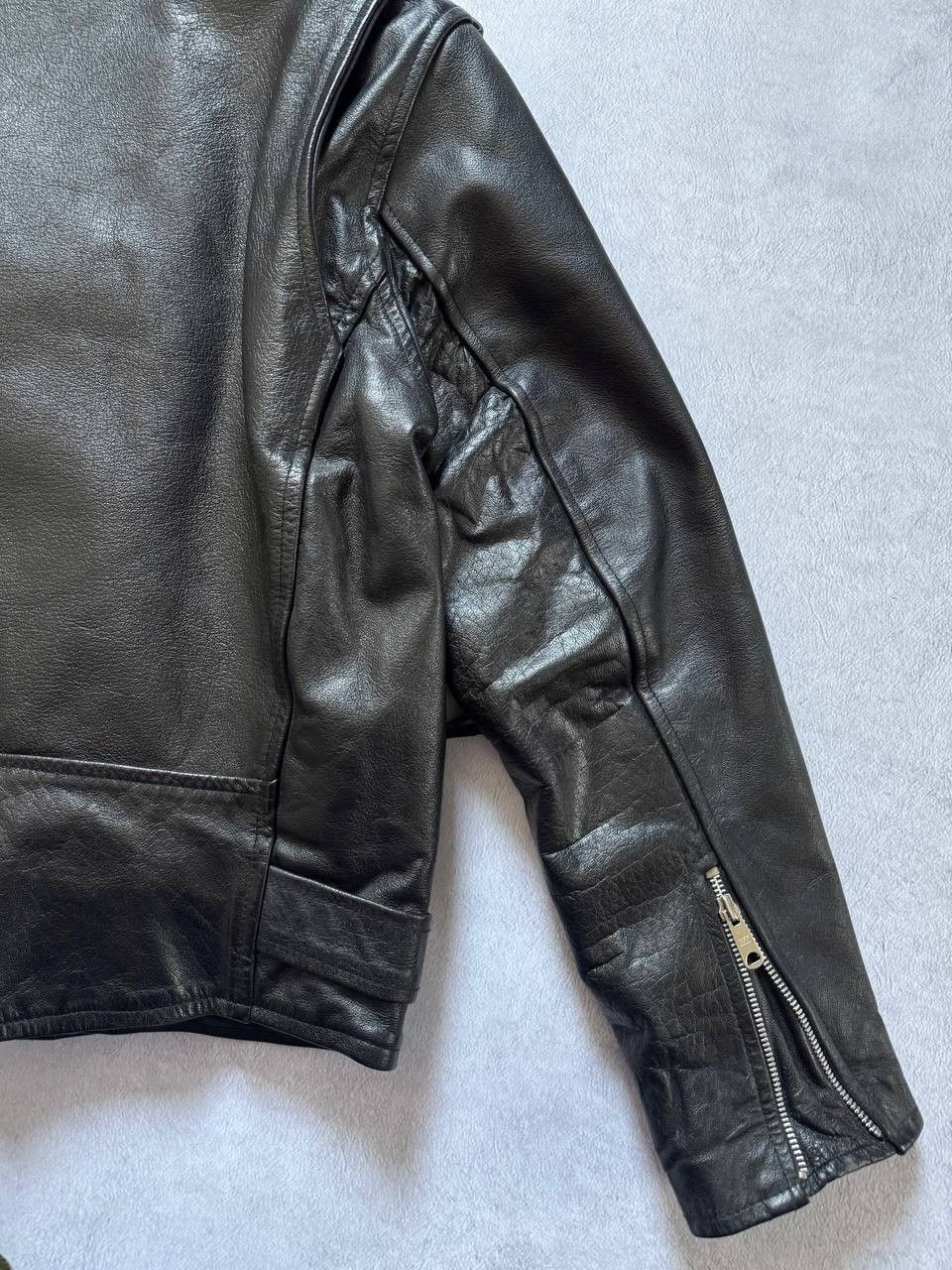 Leather Vintage 90s Biker Jacket Heavy Leather Size US M / EU 48-50 / 2 - 5 Thumbnail