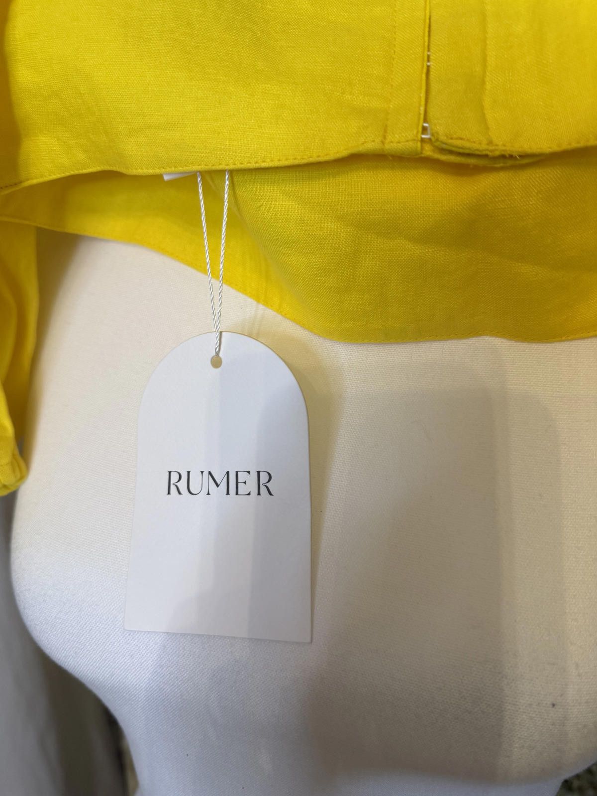Other Rumer Delphine Linen Crop Yellow Small Gingham Puff Sleeve Size S / US 4 / IT 40 - 3 Thumbnail