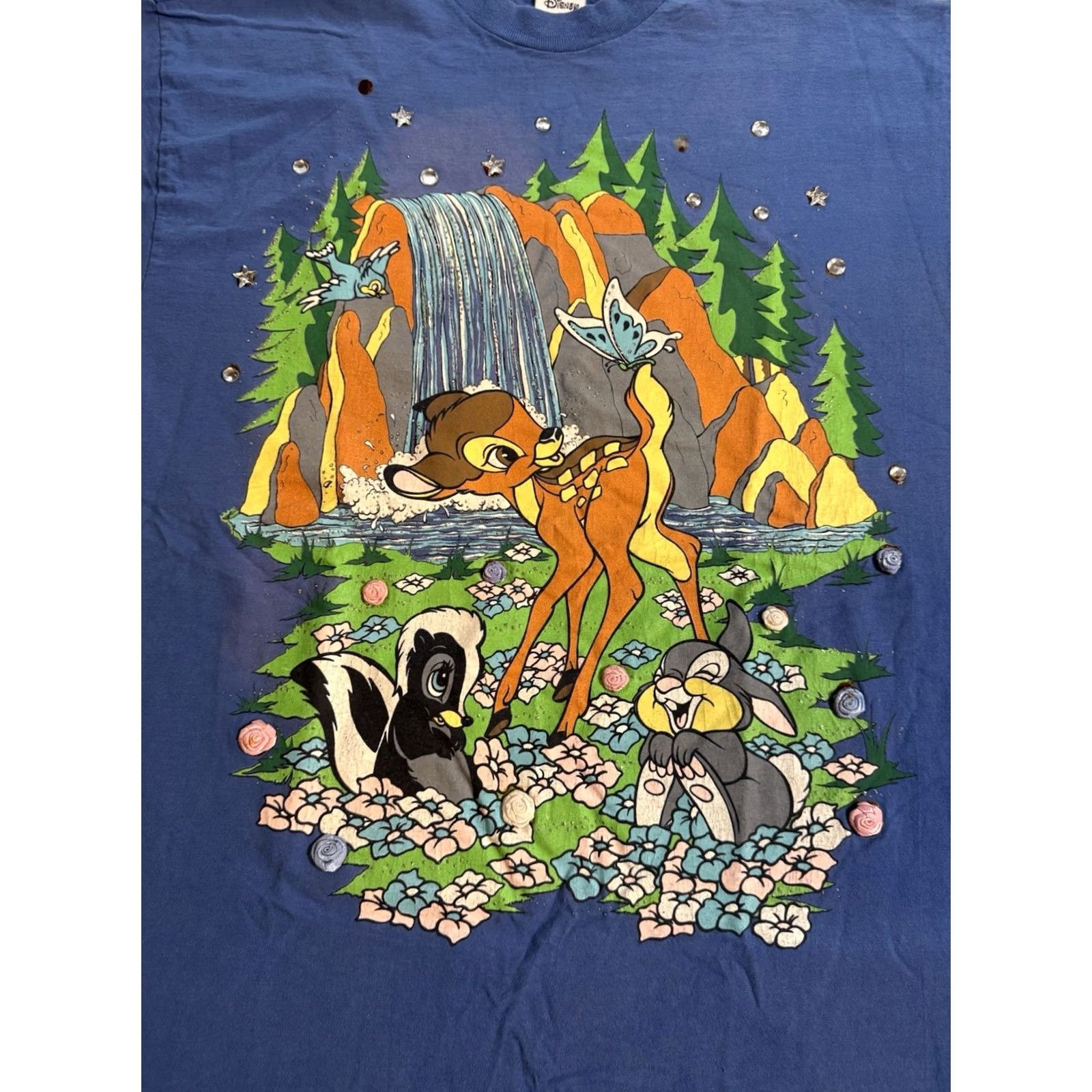 Disney VINTAGE Disney Shirt Mens XL Blue 90s Bambi Movie Promo Made USA Cartoon Bejeweled Size US XL / EU 56 / 4 - 2 Thumbnail