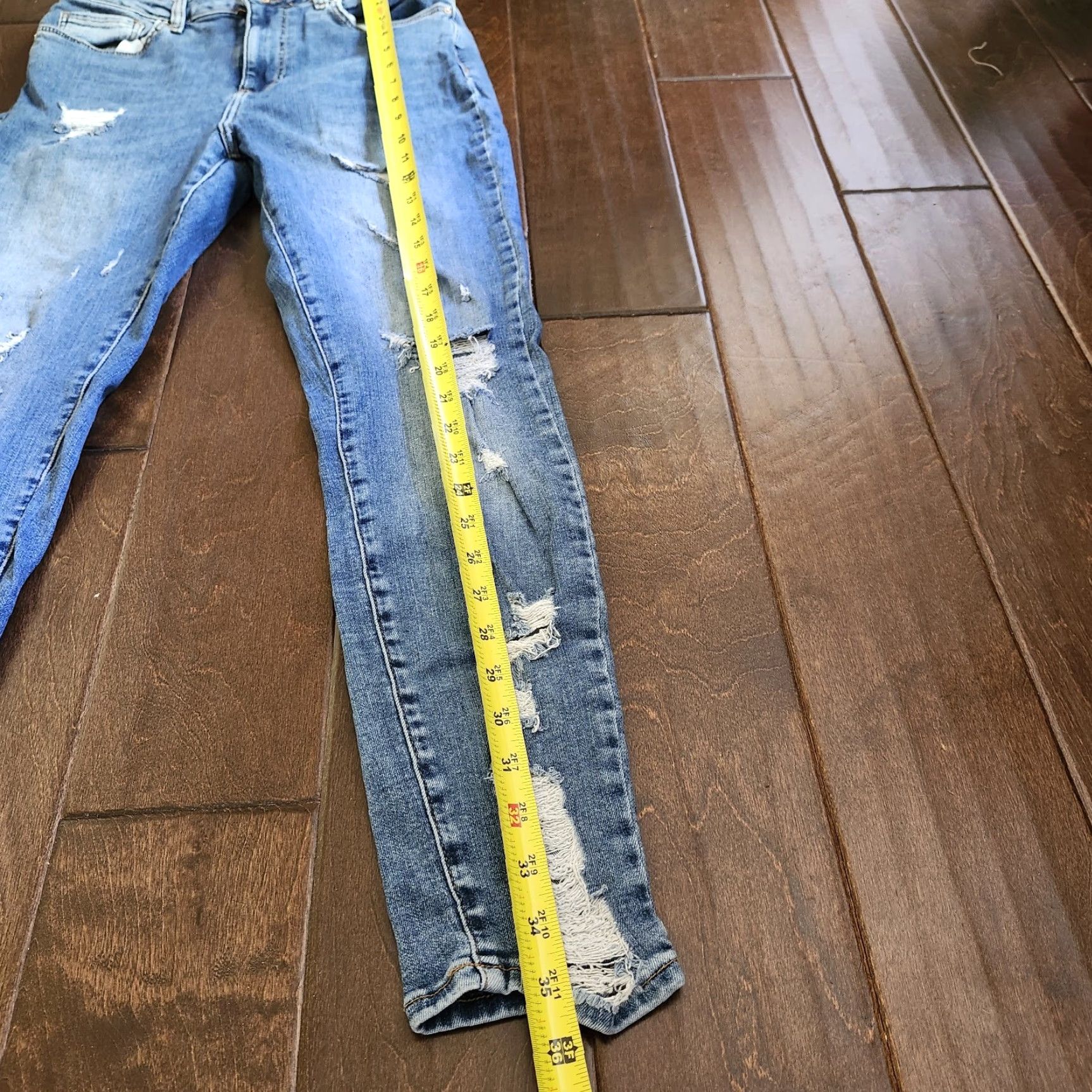 Forever 21 Forever 21 Los Angeles Women's Distressed Blue Denim Jeans Slim Skinny - Size 27, Blue, Jeans, Women Size 27" / US 4 / IT 40 - 6 Thumbnail