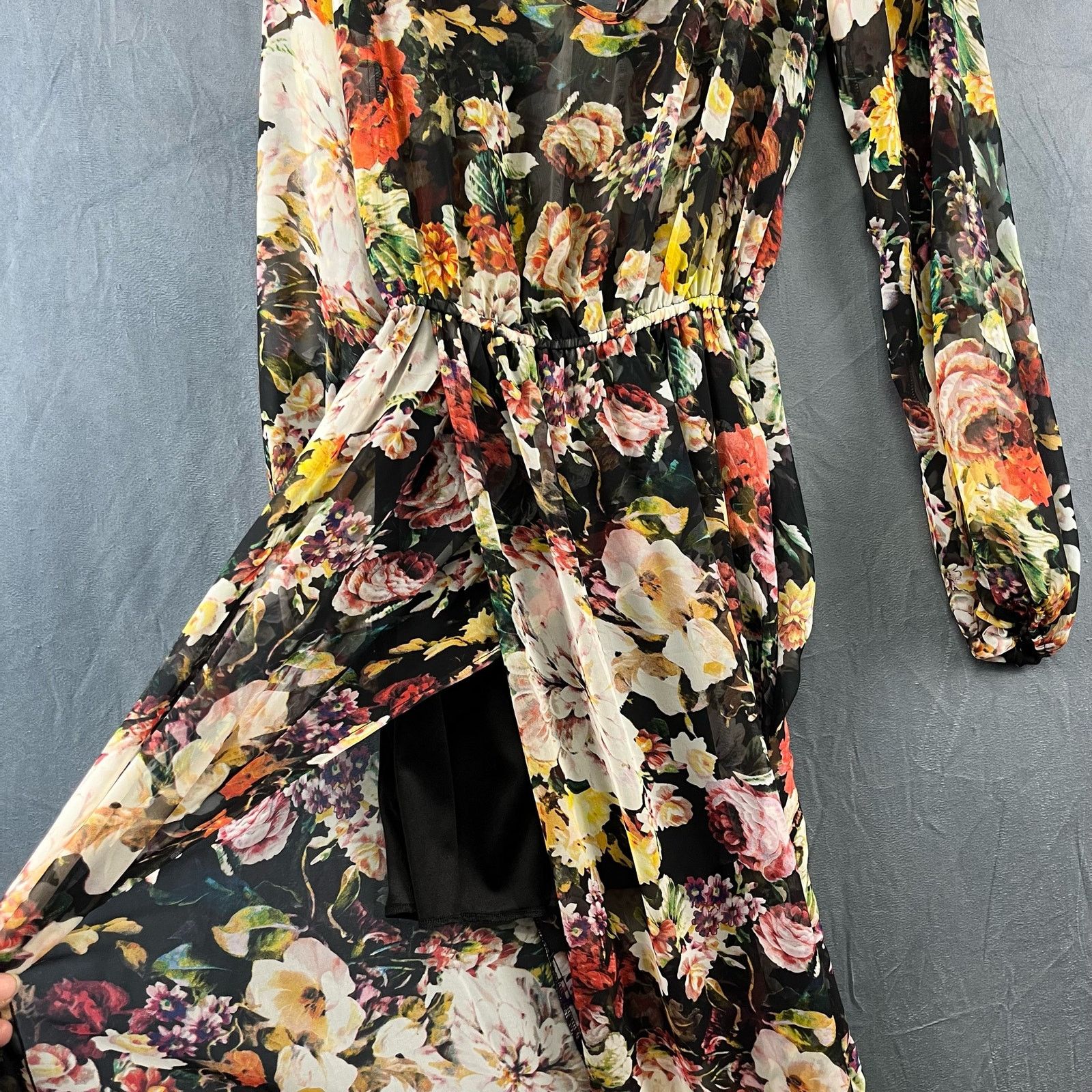 Other Floral Chiffon Maxi Dress Sleeves Cottage Peek A Boo Back Size S / US 4 / IT 40 - 6 Thumbnail