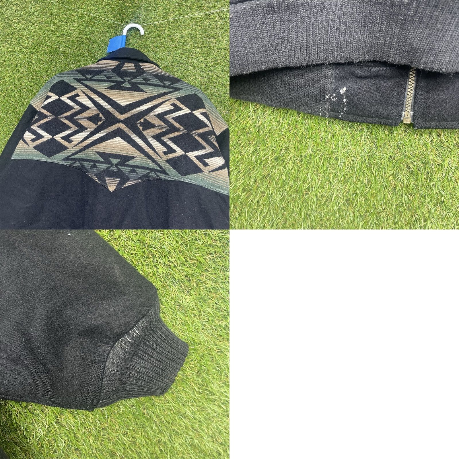 Pendleton VINTAGE Pendleton Wool Jacket Mens XL Black Plaid Zip Western Coat of Wool Mid-Length 550 Warmth Winter Fall Spring Mens Size US XL / EU 56 / 4 - 9 Thumbnail