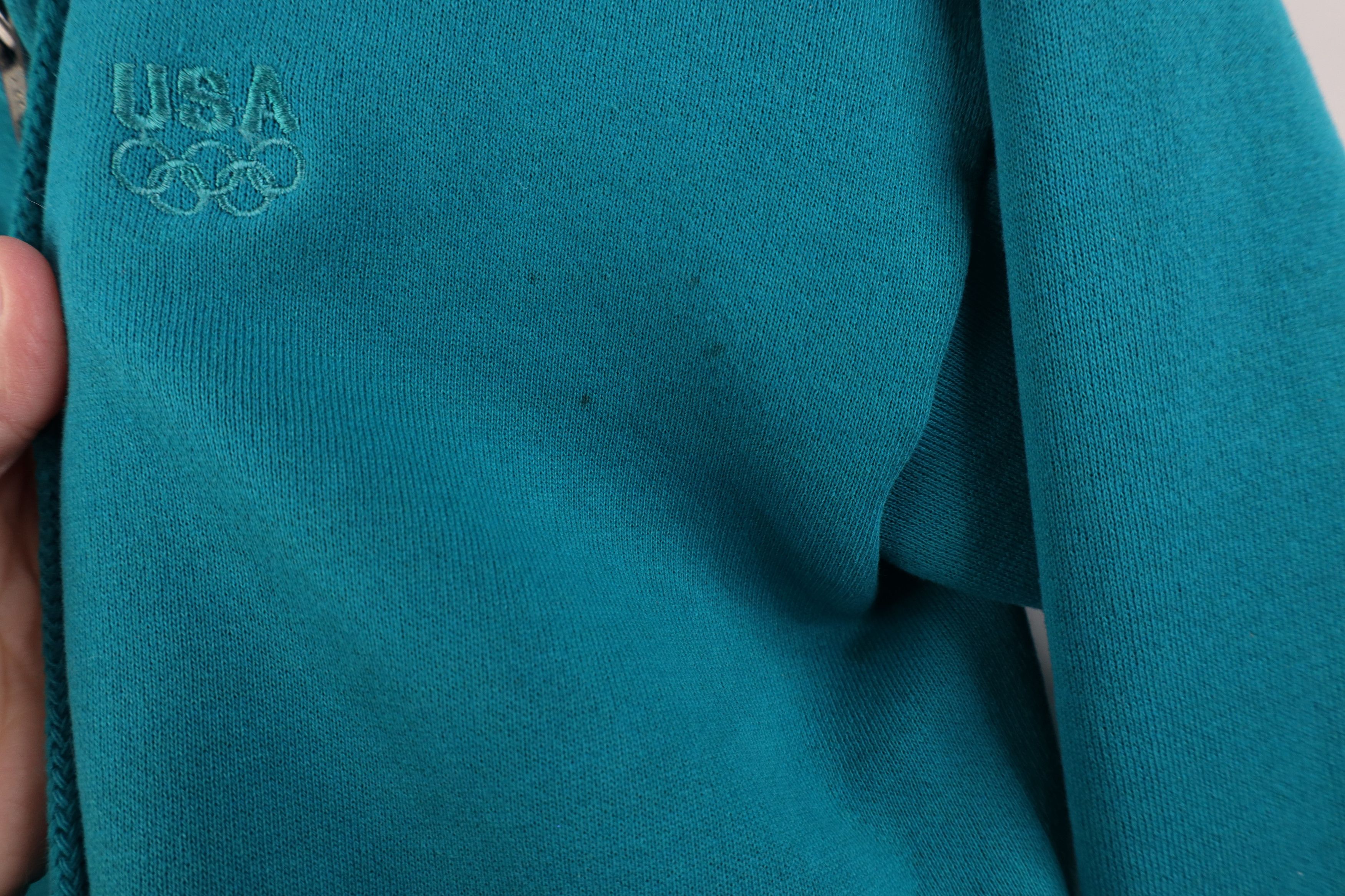 Vintage Vintage 90s USA Olympics Blank Full Zip Hoodie Teal USA Size US M / EU 48-50 / 2 - 6 Thumbnail