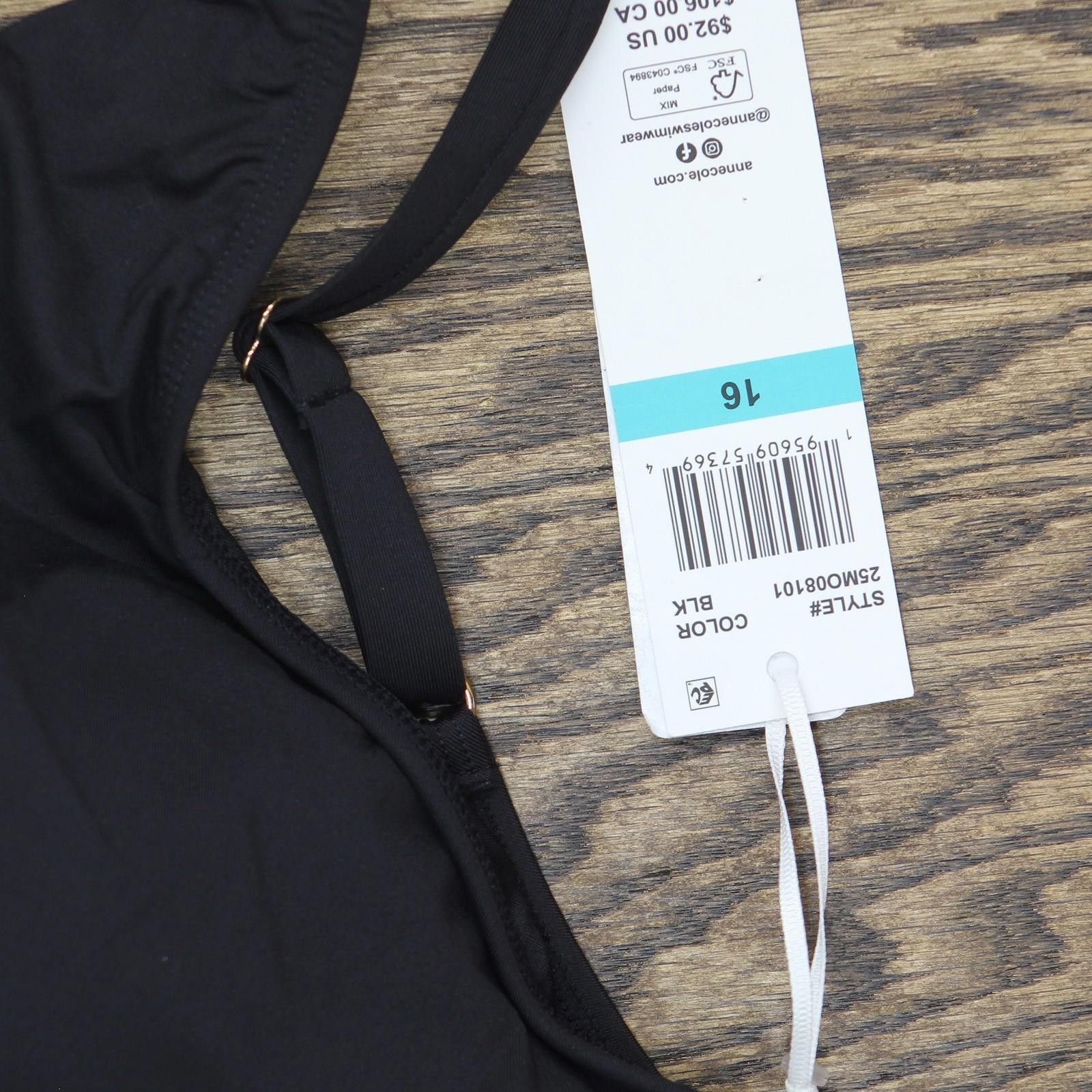 Other Nwt Anne Cole Twist One-piece Swimsuit 25mo08101 Black 16 Size ONE SIZE - 3 Thumbnail
