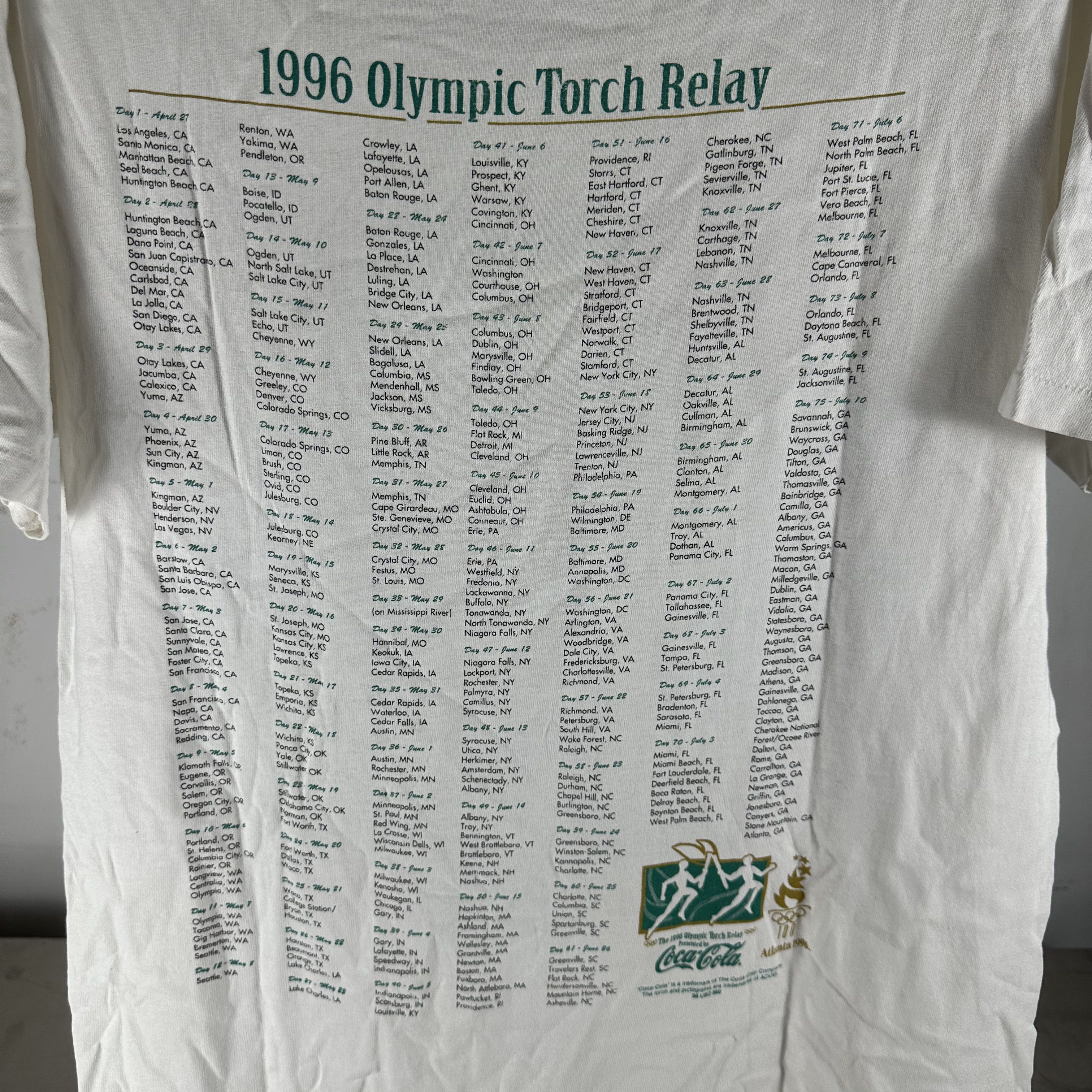 Vintage 1996 Atlanta Olympic Torch Relay Artwork Graphic T-Shirt Size US M / EU 48-50 / 2 - 4 Thumbnail