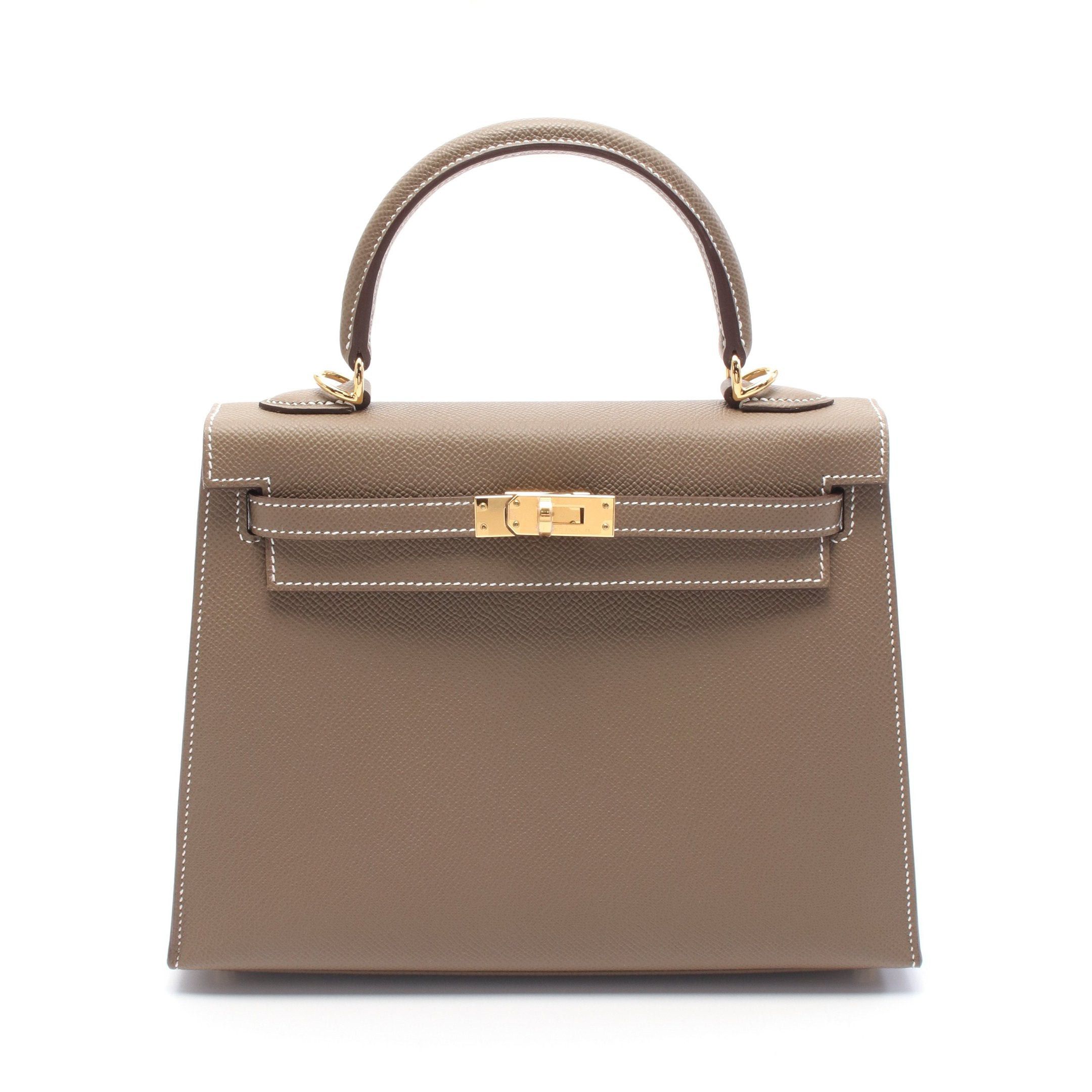 Hermes Hermes Kelly 25 Etoupe Handbag Veau Epsom Gray Brown Gold Hardware Outside Sewing B Stamp Size ONE SIZE - 1 Thumbnail