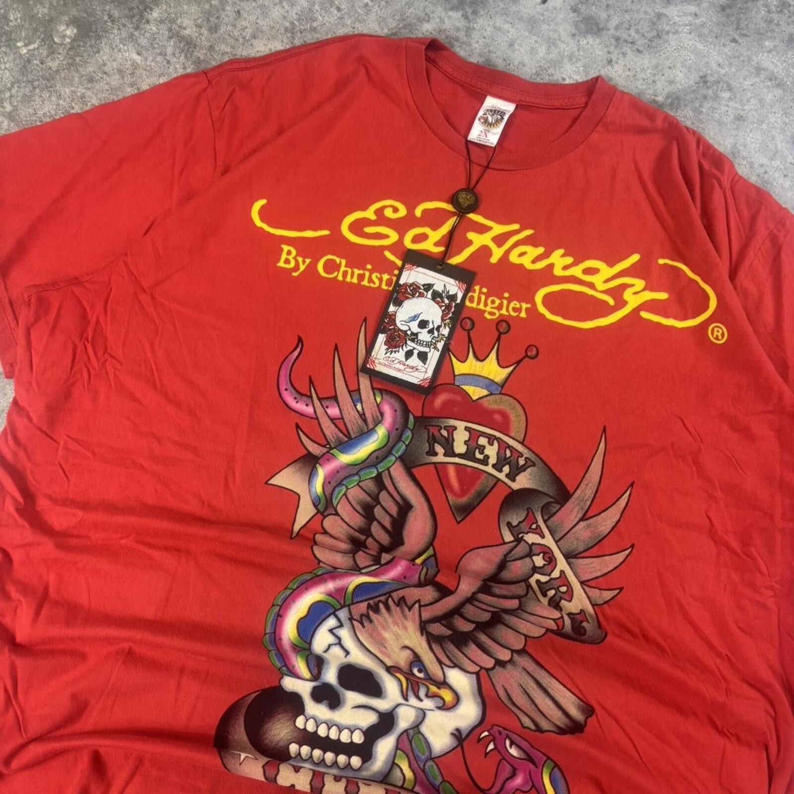Ed Hardy Ed Hardy Christian Audigier Y2K Gothic Skull Graphic T Shirt Size US XXL / EU 58 / 5 - 3 Thumbnail