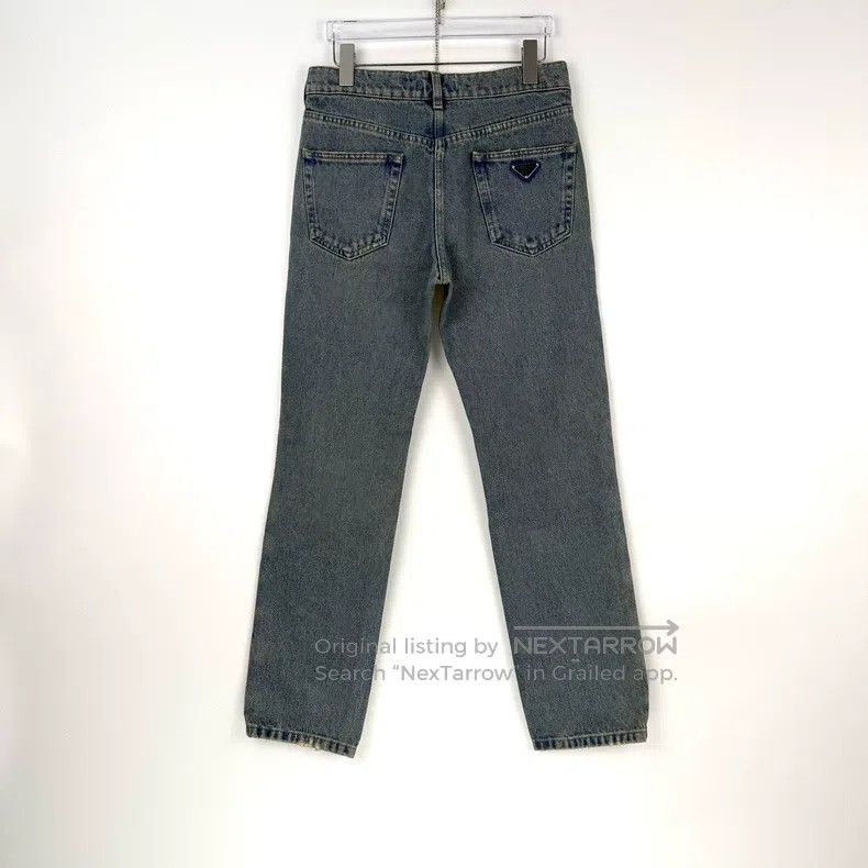 Prada Prada Blue washed and destroyed triangle logo jeans Size US 26 / EU 42 - 4 Thumbnail