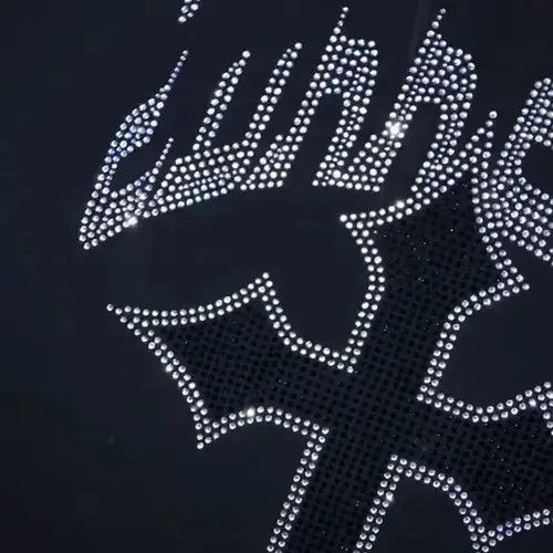 Japanese Brand Fashion Hoodie Rhinestones letter graphics Print Zip Hoodie Size ONE SIZE - 6 Thumbnail