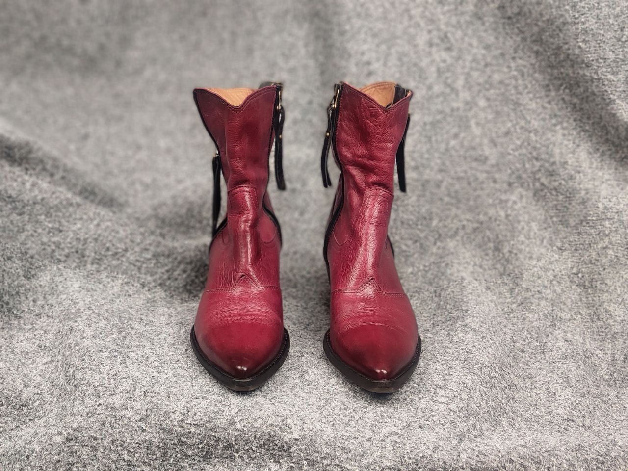 A.S.98 A.S.98 Design Charlie Red Leather Zip Ankle Western Boots Size US 9 / IT 39 - 5 Thumbnail