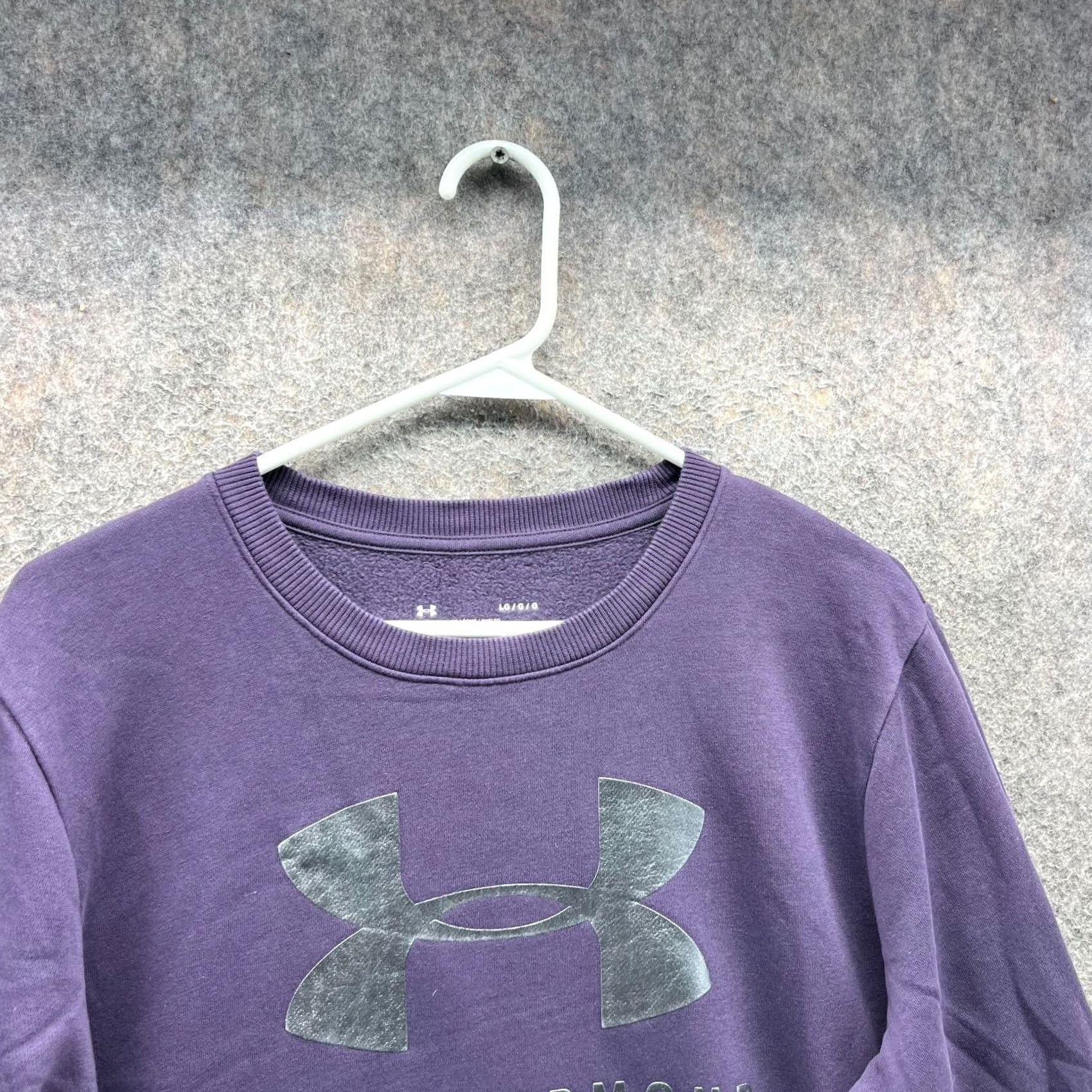 Under Armour Under Armour Pullover Sweatshirt Mens Large Purple Crewneck Fleece Logo Pocket Sweatshirt All Seasons Fall Winter Spring Summer Regular Mens Size US L / EU 52-54 / 3 - 7 Thumbnail