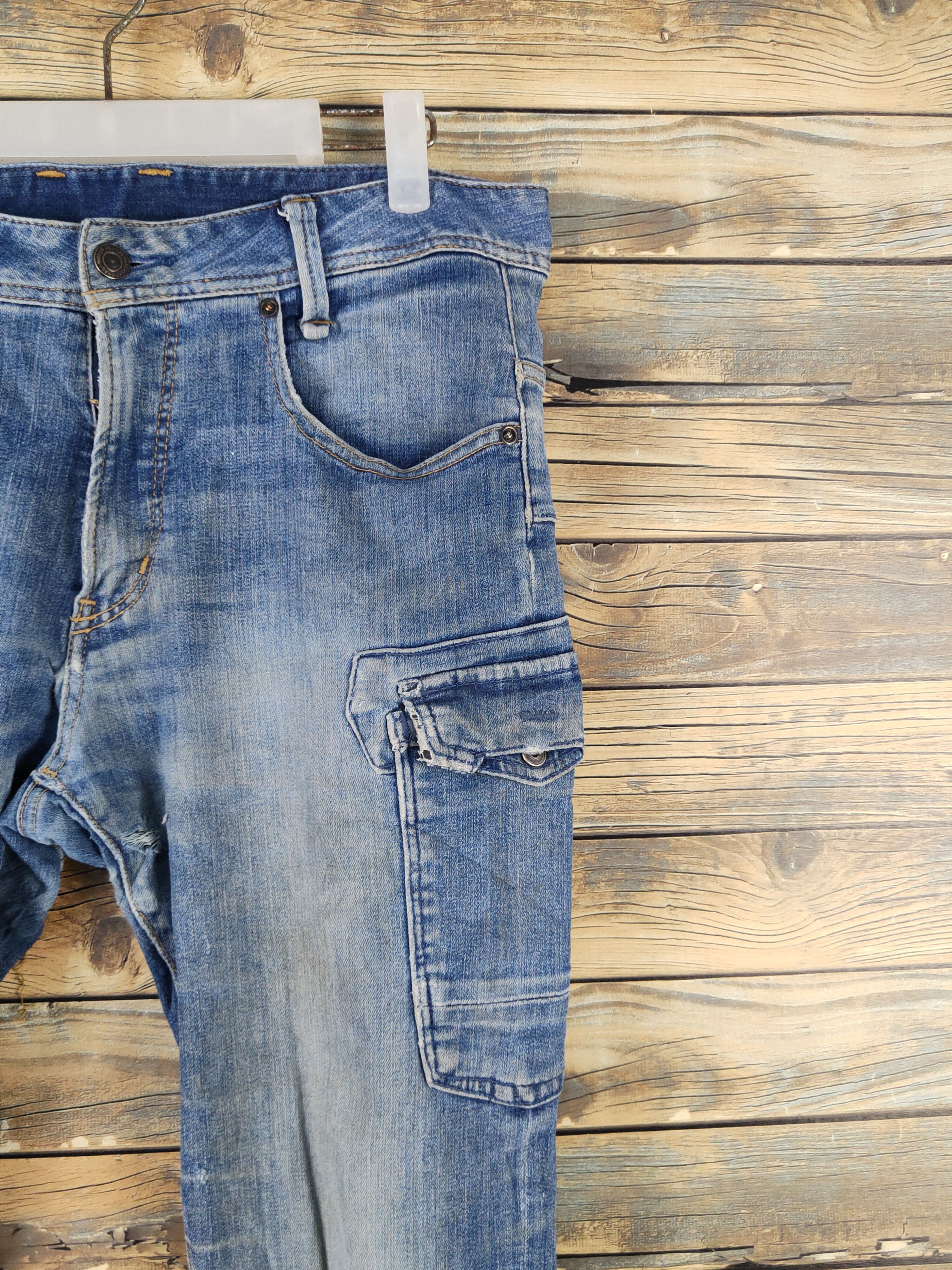 Japanese Brand Evenriver Blue utiltiy Distressed Ripped denim Jeans #W2076 Size US 33 - 5 Thumbnail