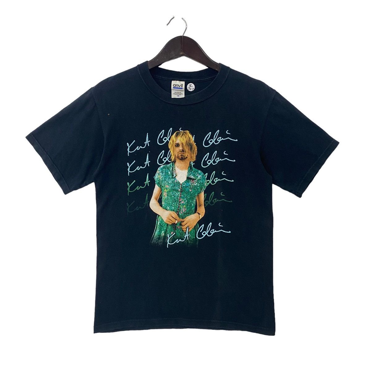 image of Band Tees x Kurt Cobain Vintage Kurt Cobain Grunge Nirvana Band Tee Shirt in Black (Size Small)