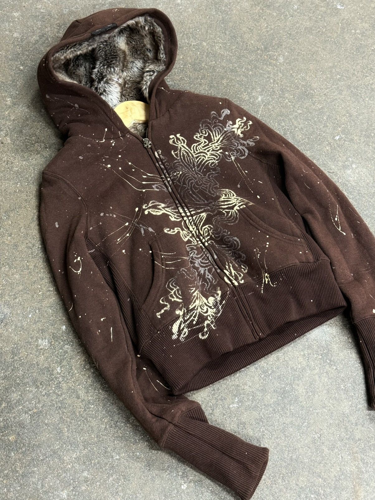 Miss Me RARE Miss Me Paint Splatter Reversible Chrome Zip Fur Hoodie Size S / US 4 / IT 40 - 1 Thumbnail