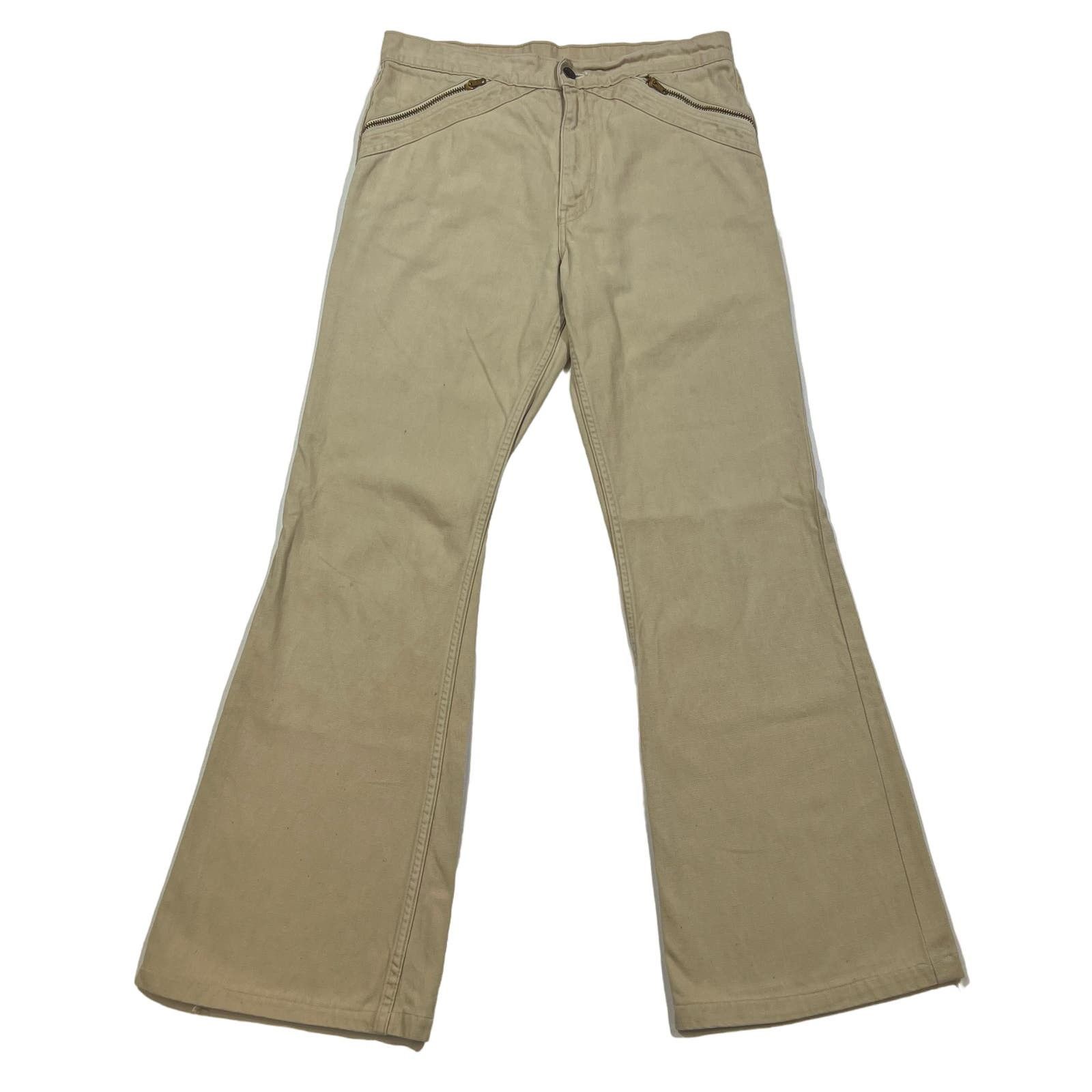 image of Vintage 70's Levis Bell Bottom Flare Pants Moleskin (30X31) in Tan, Men's