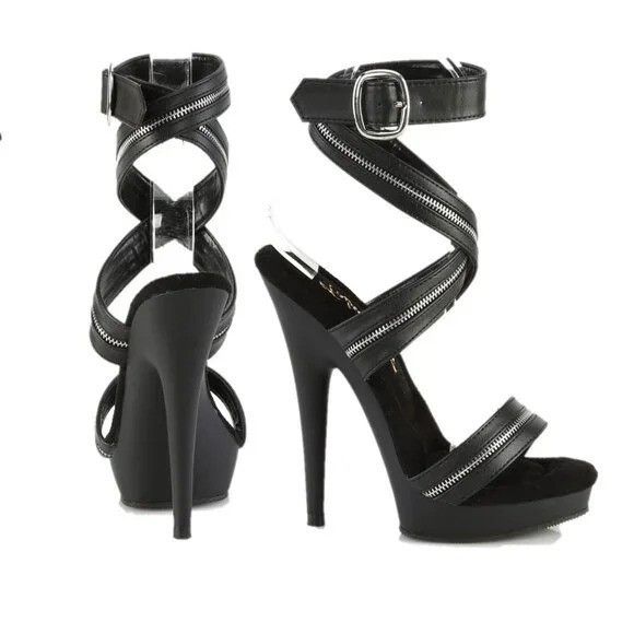 Other Sultry 6" High Heel Platform Cross Wrap Zipper Strap Sandals Size US 10 / IT 40 - 4 Thumbnail