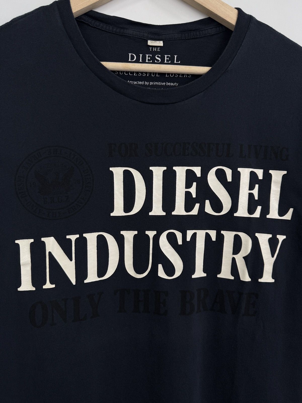 Diesel 🇺🇸 Vintage Y2K Diesel Industry Only The Brave T-Shirt Rare Size US M / EU 48-50 / 2 - 4 Thumbnail