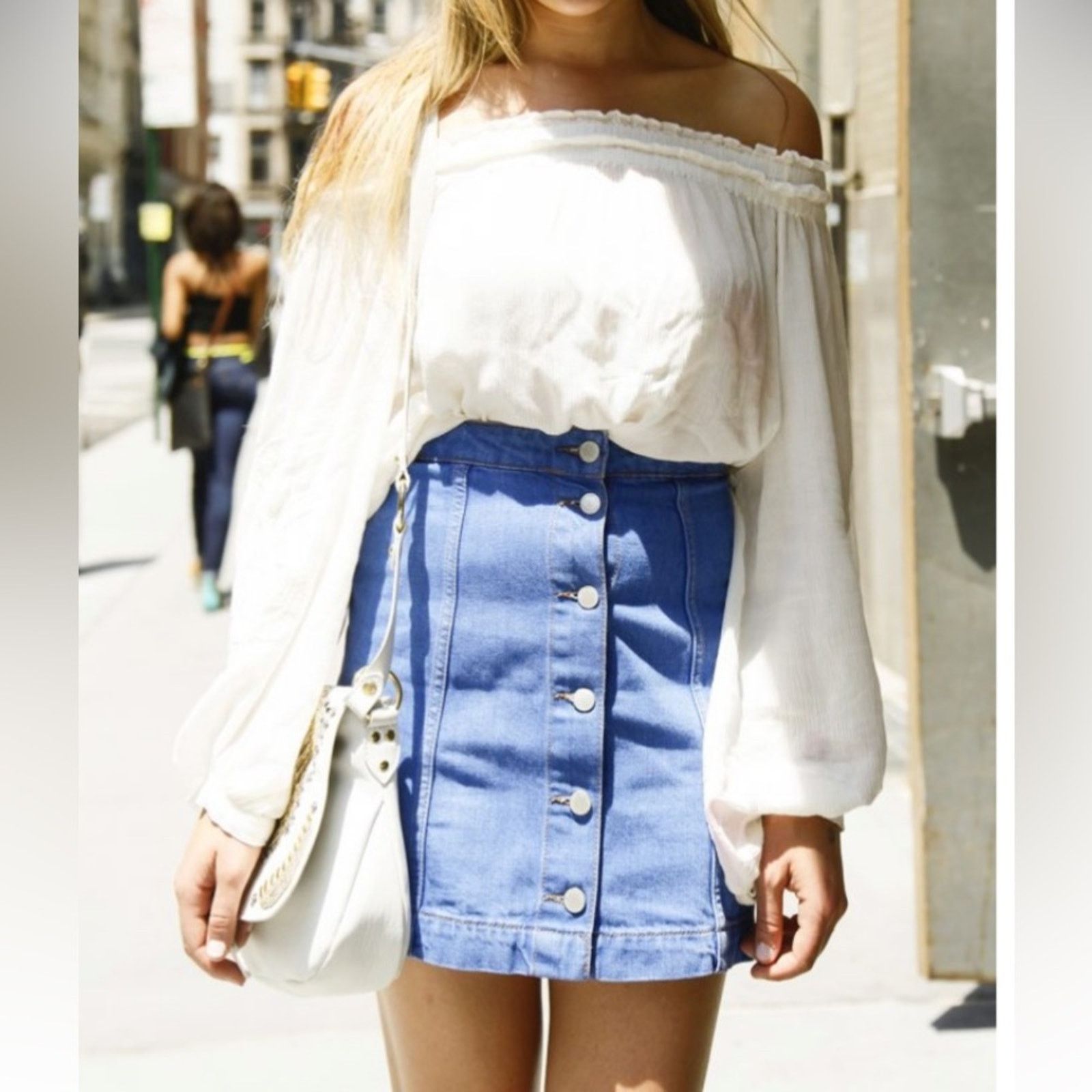 Bdg 70’s style BDG denim mini skirt snap front hippie boho Size 28" / US 6 / IT 42 - 9 Thumbnail
