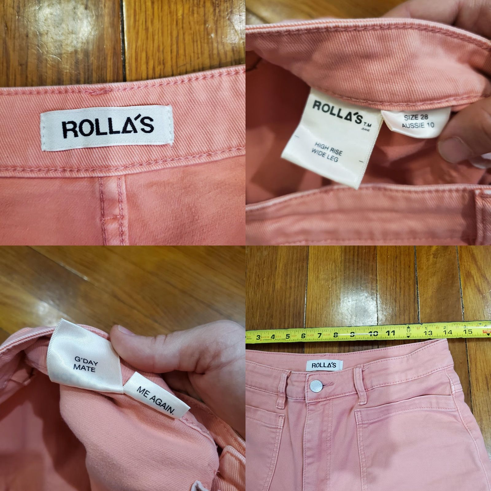 Rolla's Rolla's Jeans Womens 28 Pink High Rise Wide Leg Ankle Denim Pants Aussie 10 Size 28" / US 6 / IT 42 - 8 Thumbnail