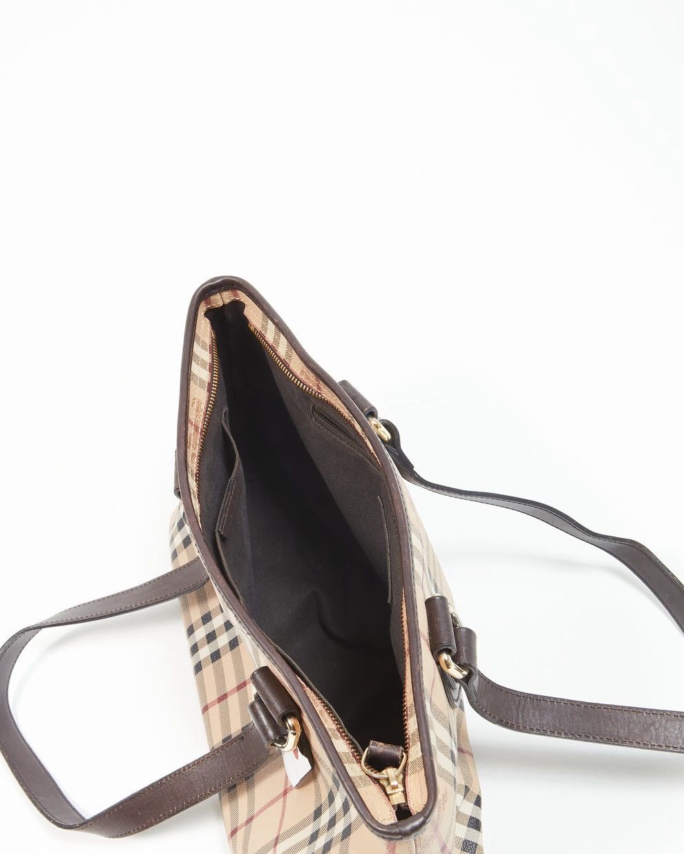 Burberry BURBERRY Beige Nova Check Coated Canvas Zip Tote Bag Size ONE SIZE - 7 Thumbnail