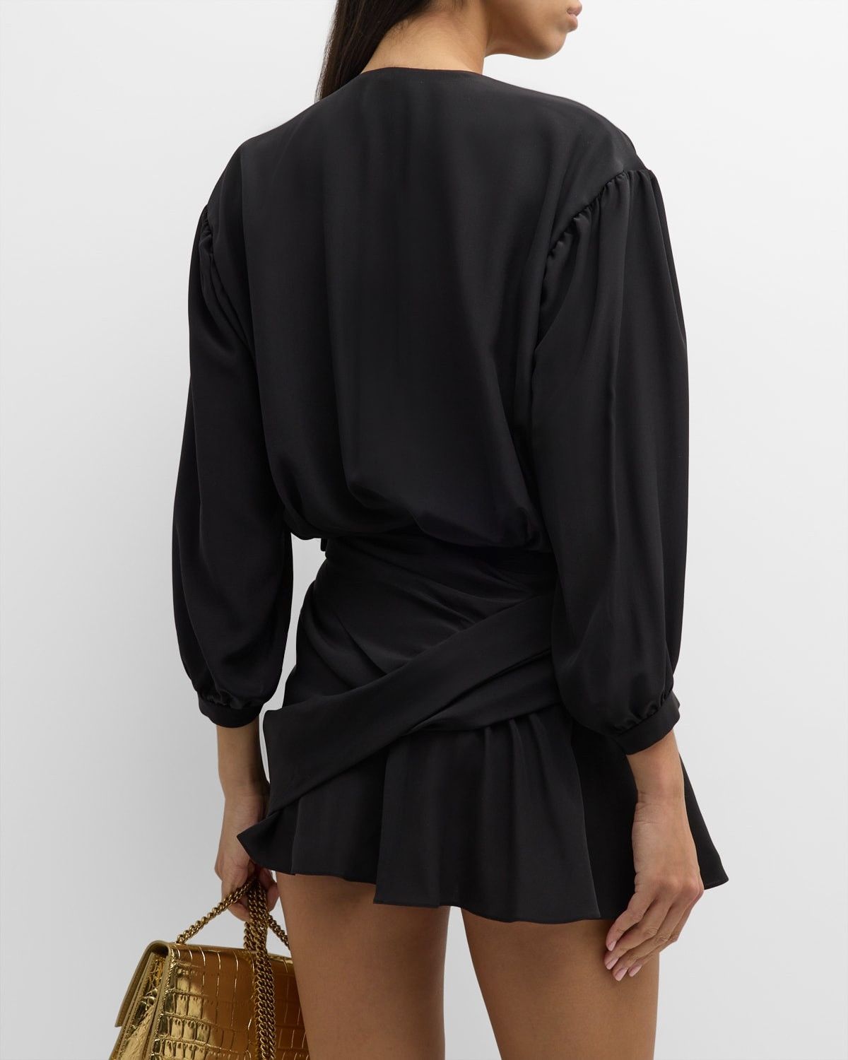 Balenciaga o1y0625 V-neck Mini Dress in Black Size S / US 4 / IT 40 - 4 Thumbnail