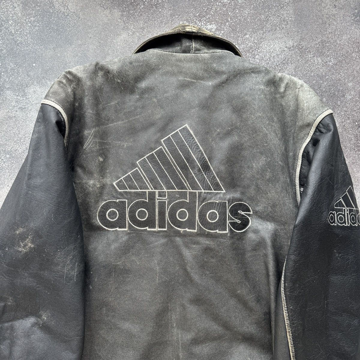 Adidas Adidas Equipment 90s Vintage Rare Real Faded Leather Jacket Size US L / EU 52-54 / 3 - 15 Thumbnail