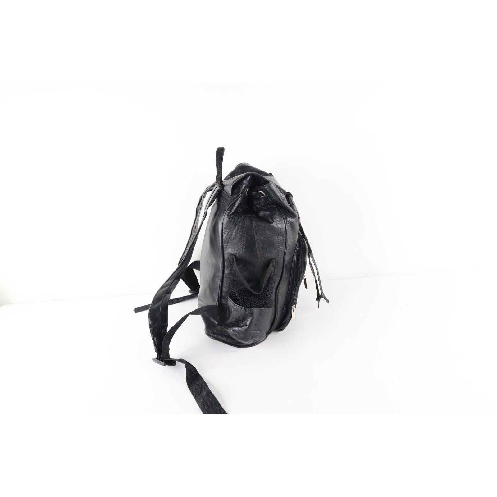 Vintage Vintage 90s Streetwear Patchwork Leather Toploader Rucksack Size ONE SIZE - 8 Thumbnail
