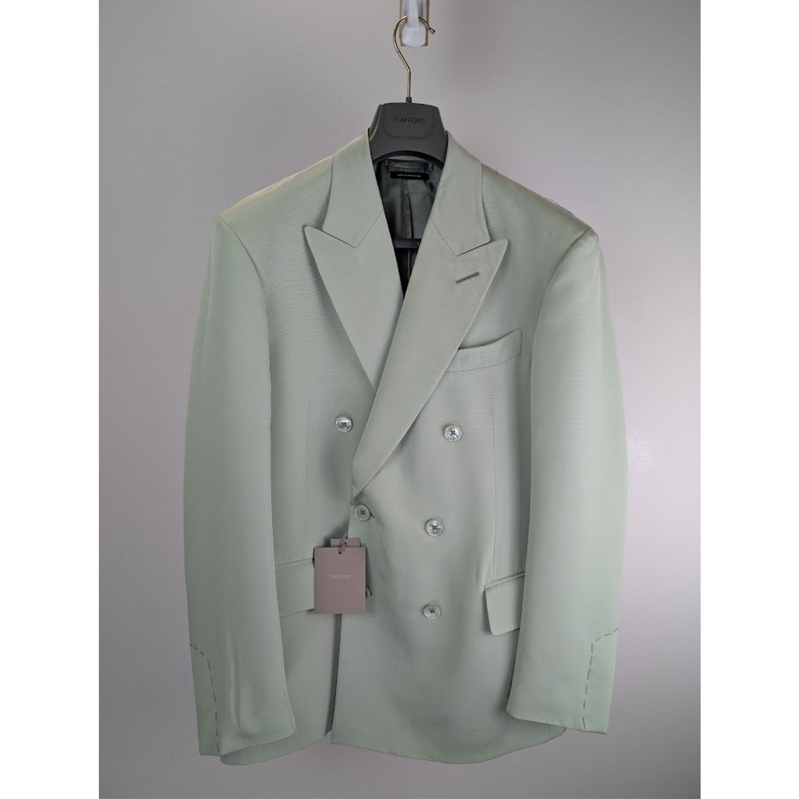 Tom Ford o1rshd1 Double Breasted Jacket in Light Green Size US L / EU 52-54 / 3 - 7 Thumbnail