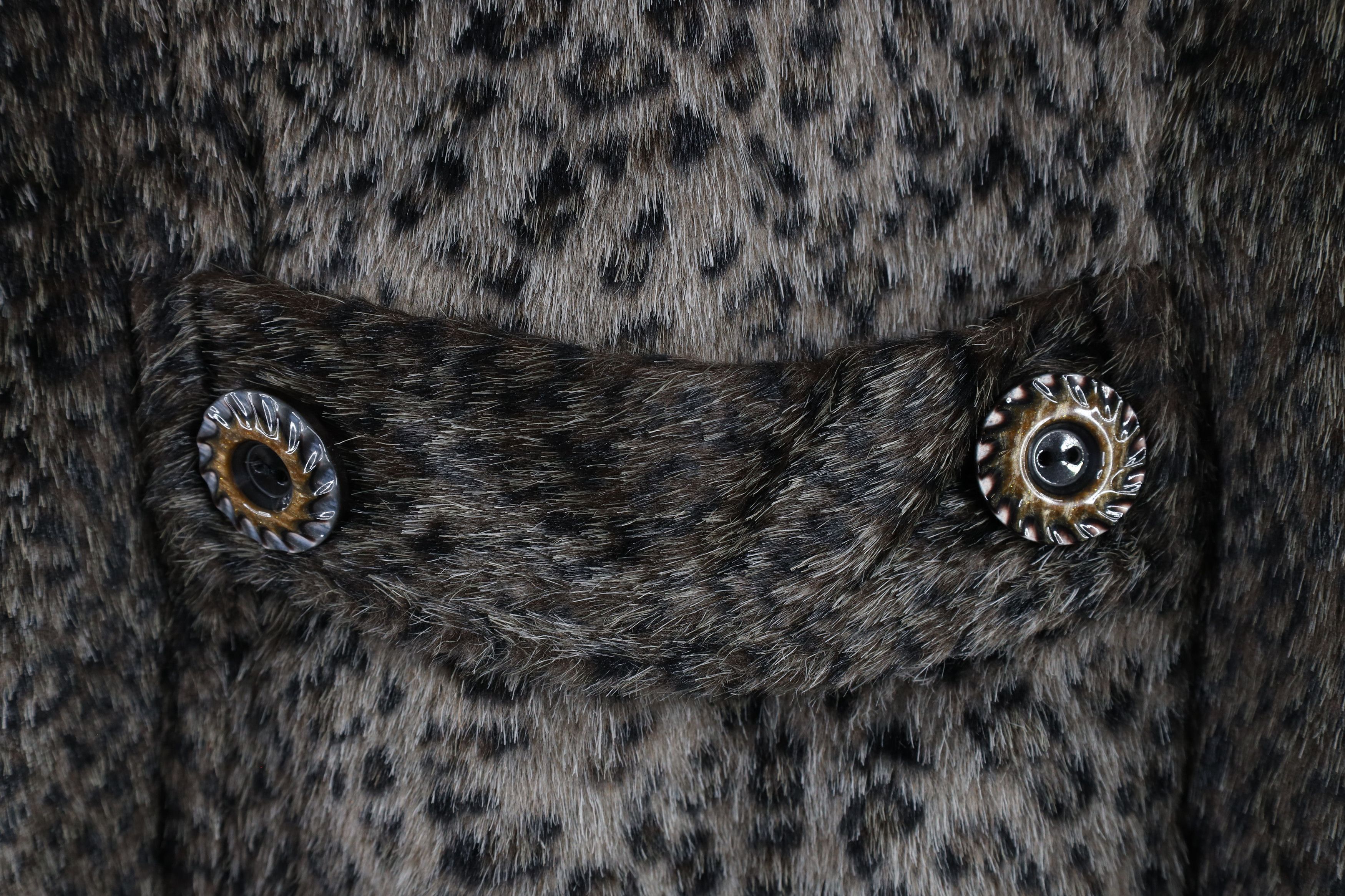 BKE × Vintage Buckle BKE Fur Double Breasted Peacoat Jacket Leopard Print Size M / US 6-8 / IT 42-44 - 11 Thumbnail