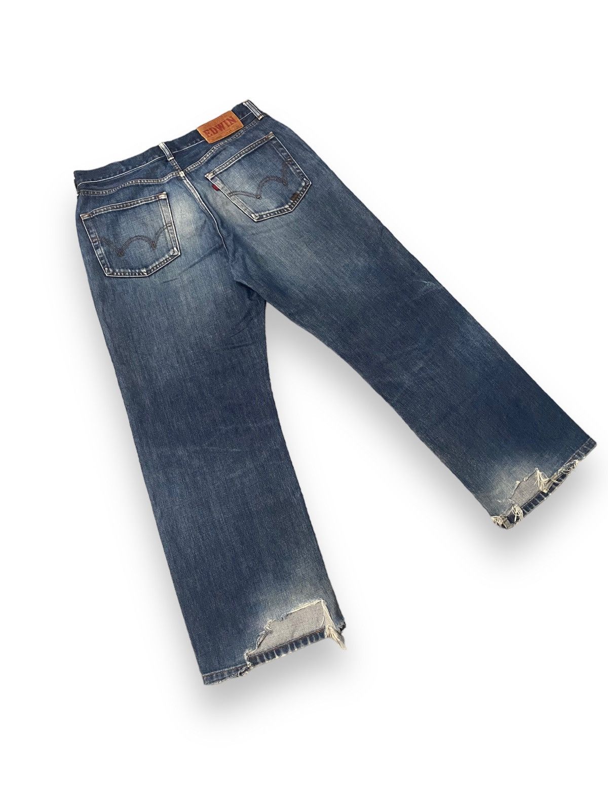 Edwin × JNCO × Le Grande Bleu (L.G.B.) Edwin Japan 503z Edition Distressed Blue Jean Straigt Cut h' Size US 33 - 3 Thumbnail