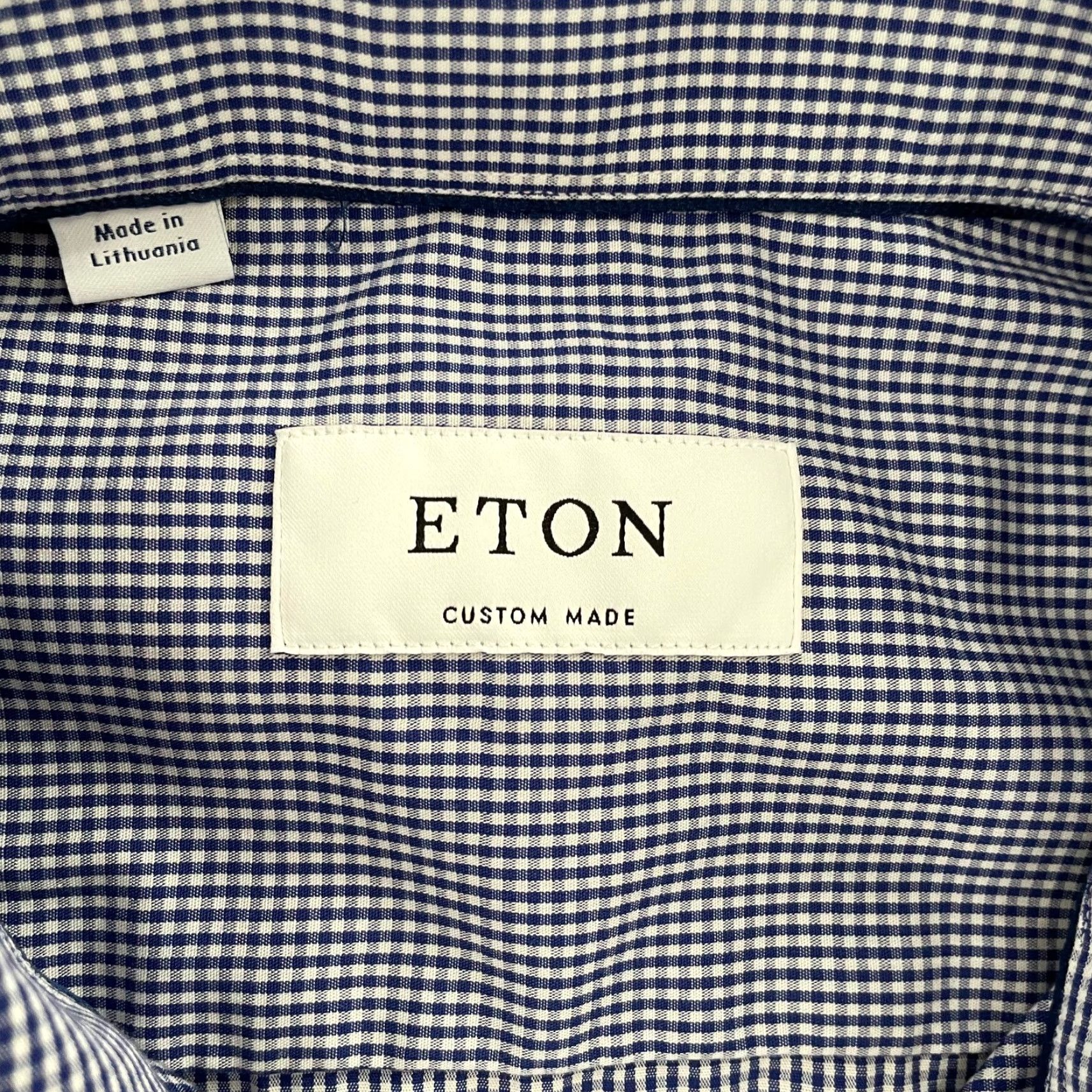 Eton VINTAGE Etón Dress Shirt Adult Medium Long Sleeve Blue Check Button Up Mens Business Casual Formal Wedding Size US M / EU 48-50 / 2 - 5 Thumbnail